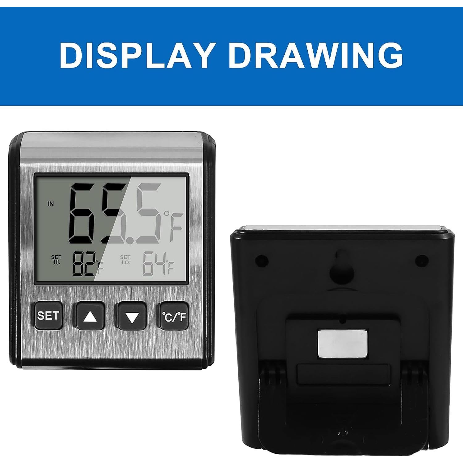 Termómetro Digital de Refrigerador DORHEA 2 PCS Acero Inoxidable