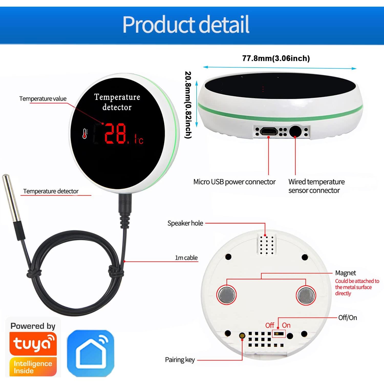 Sensor de Temperatura WiFi SENCKIT SNT951W con Sonda Externa