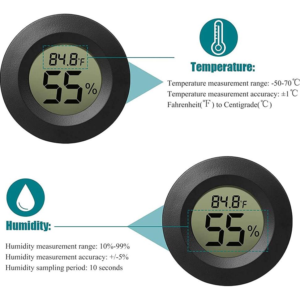 Paquete de 10 termómetros higrómetros digitales Rojuna 1.7"