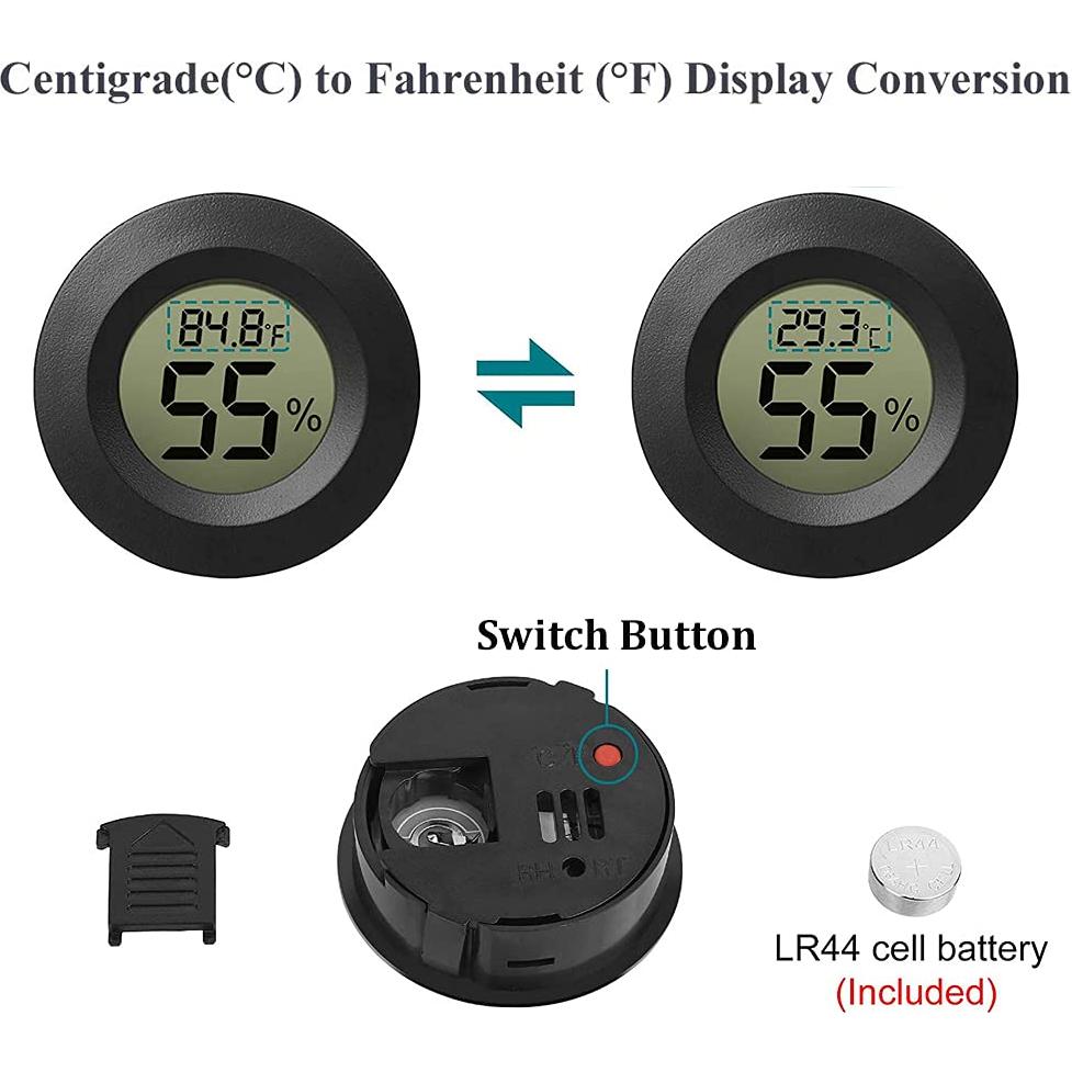 Paquete de 10 termómetros higrómetros digitales Rojuna 1.7"