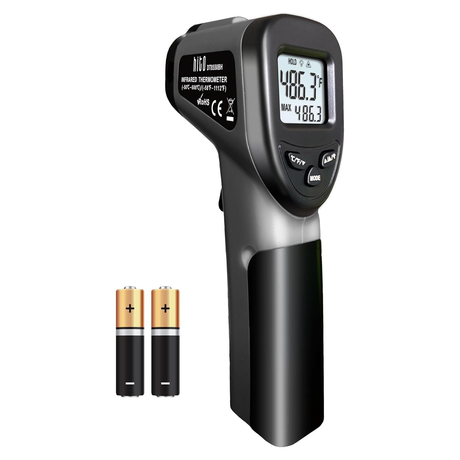 Pistola termómetro infrarrojo Hito -50°C a 600°C, gris oscuro