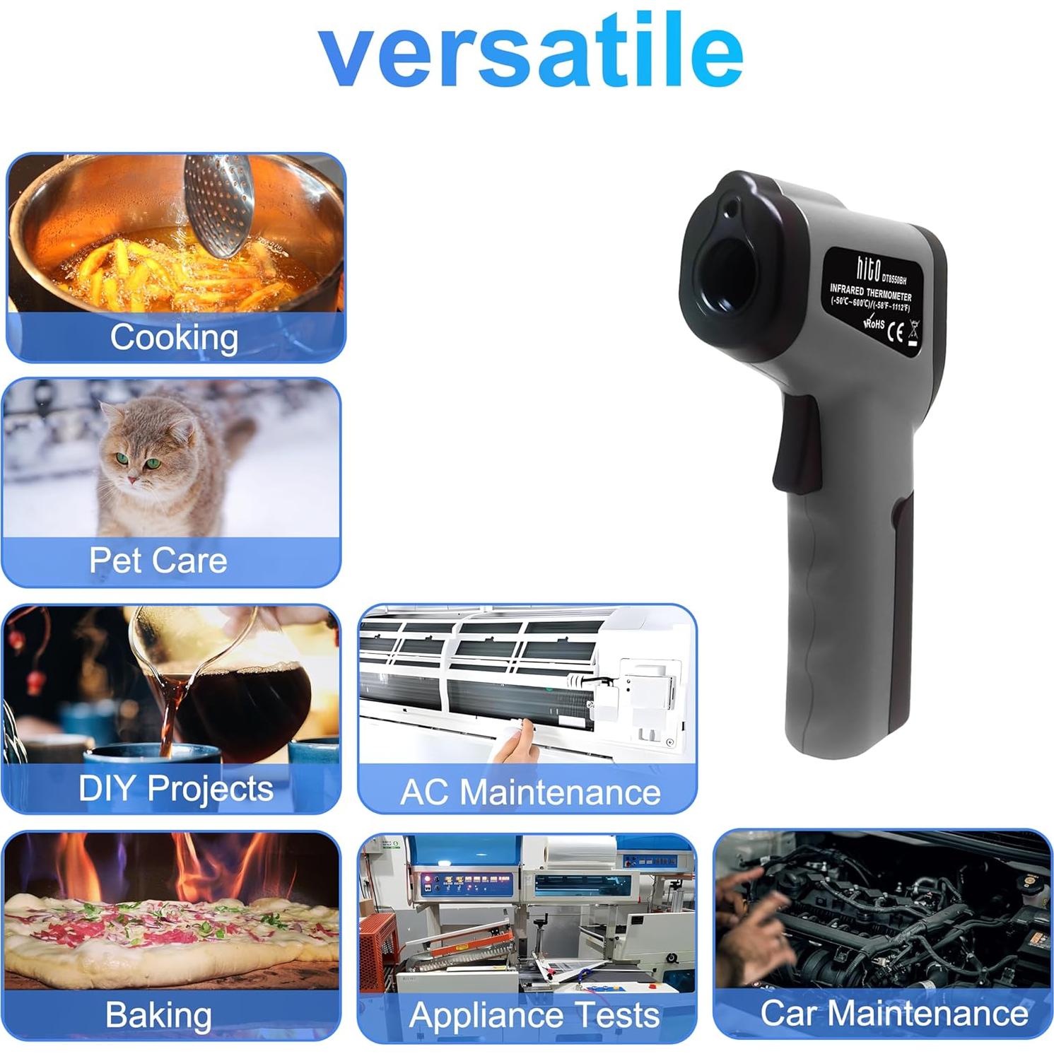 Pistola termómetro infrarrojo Hito -50°C a 600°C, gris oscuro
