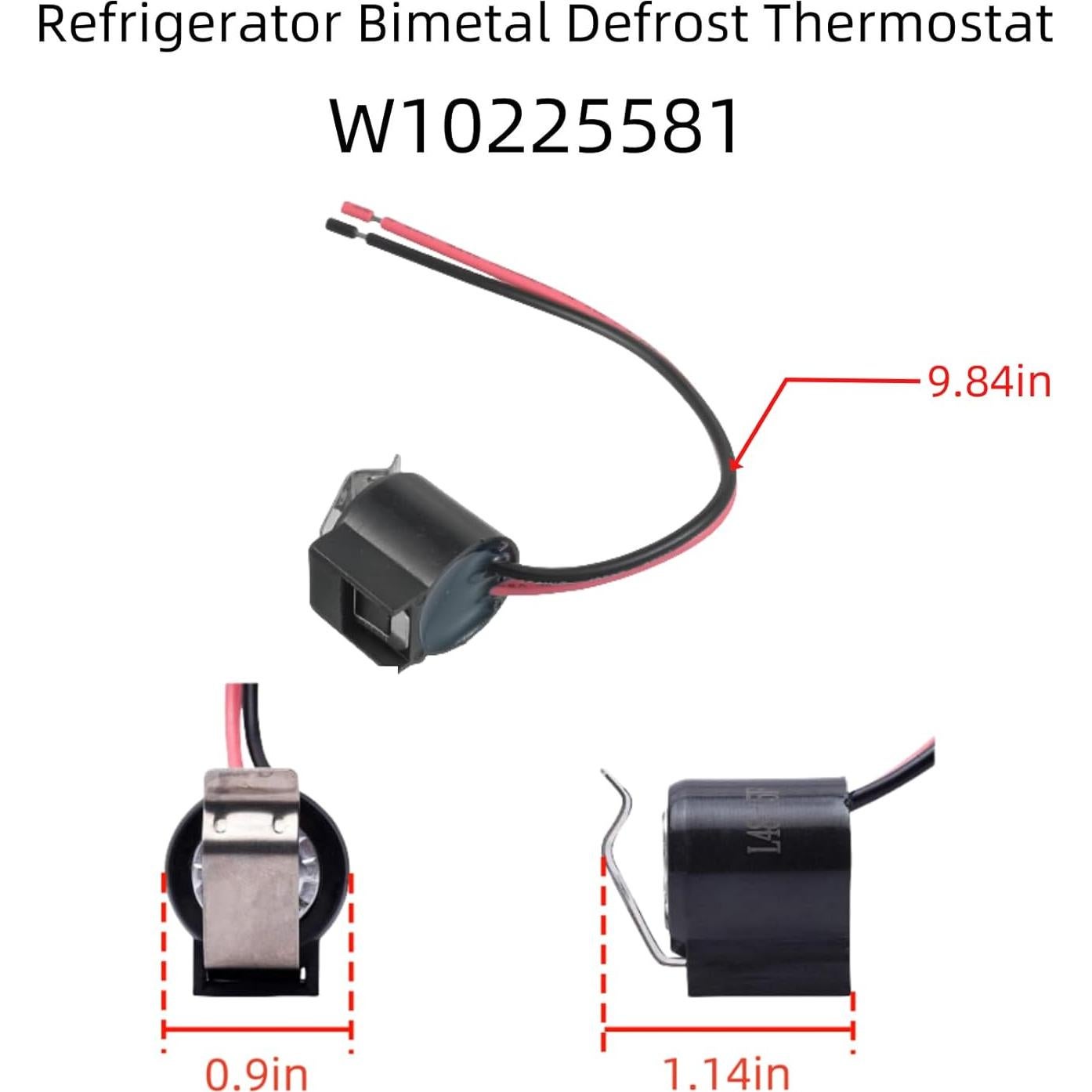 Termostato de Descongelación Bimetálico W10225581 para Refrigerador