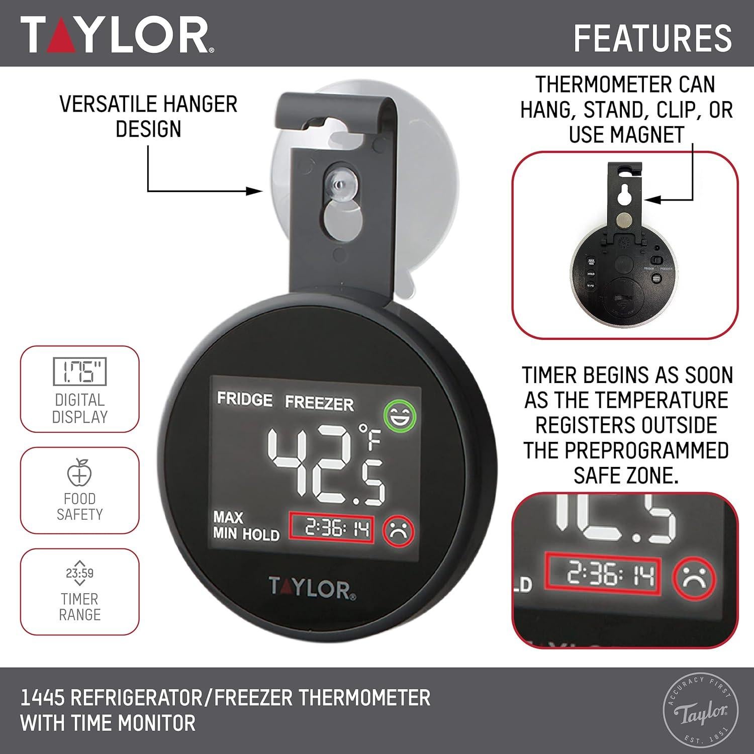 Termómetro Digital para Refrigerador Taylor con Alarma y Temporizador