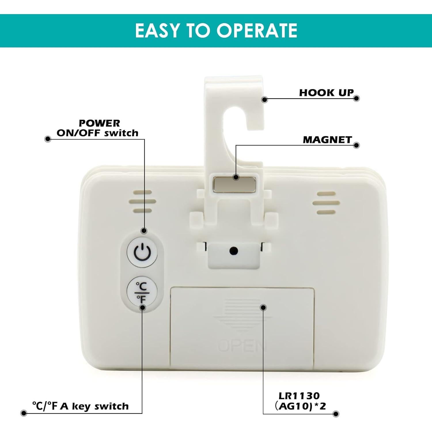 Paquete de 4 termómetros digitales Noband para refrigerador