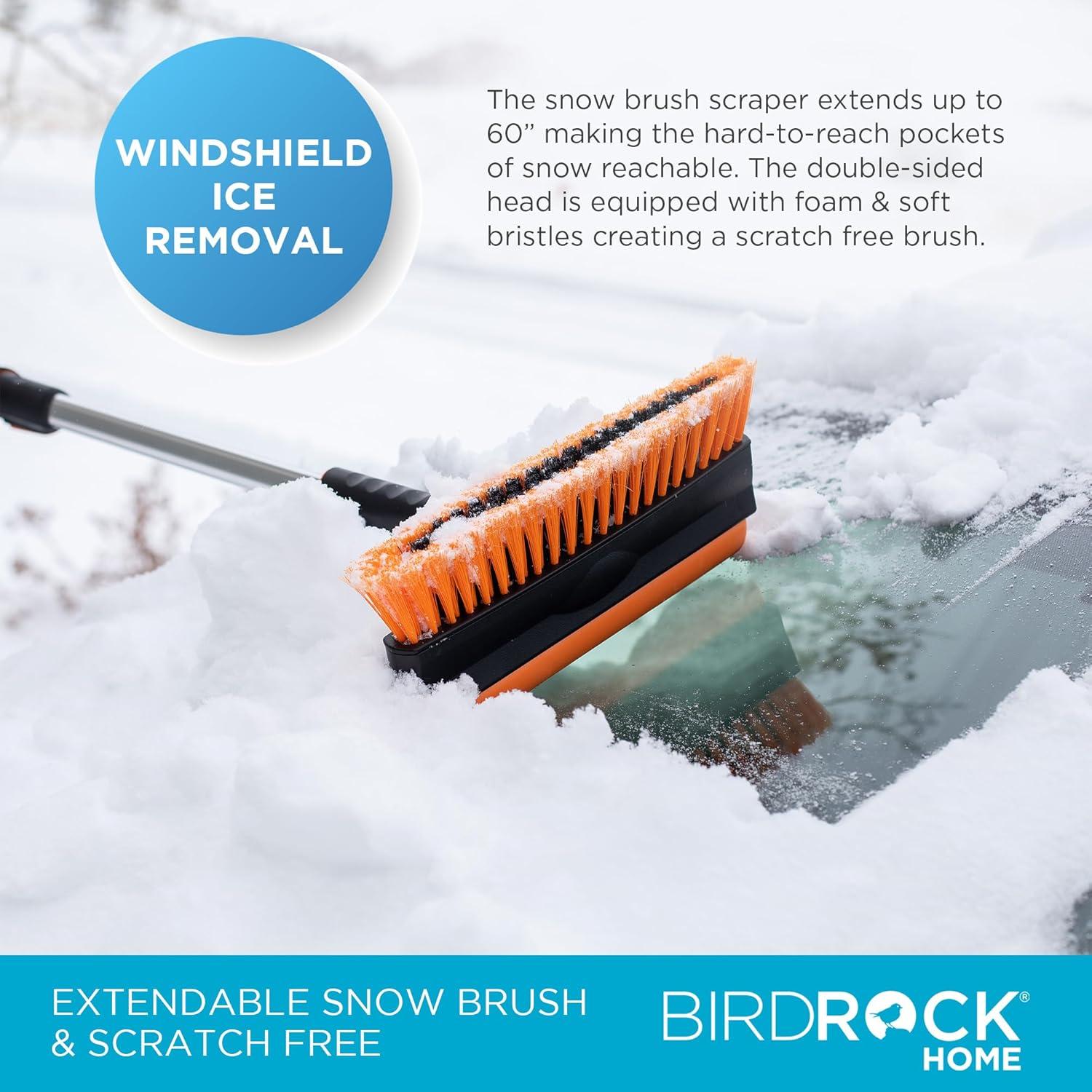 Cepillo de Nieve Extensible 60" BIRDROCK HOME con Raspador de Hielo