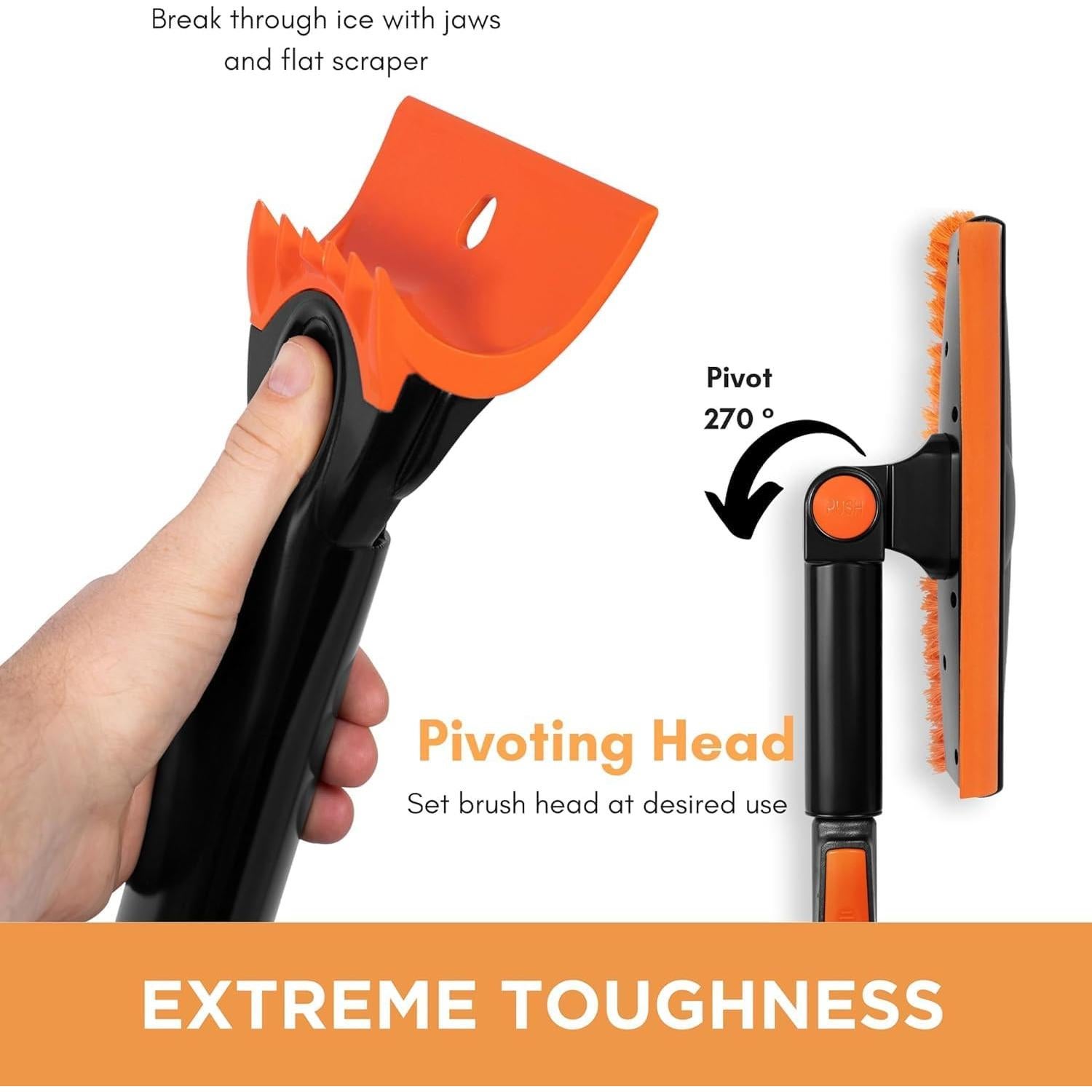 Cepillo de Nieve Extensible 60" BIRDROCK HOME con Raspador de Hielo