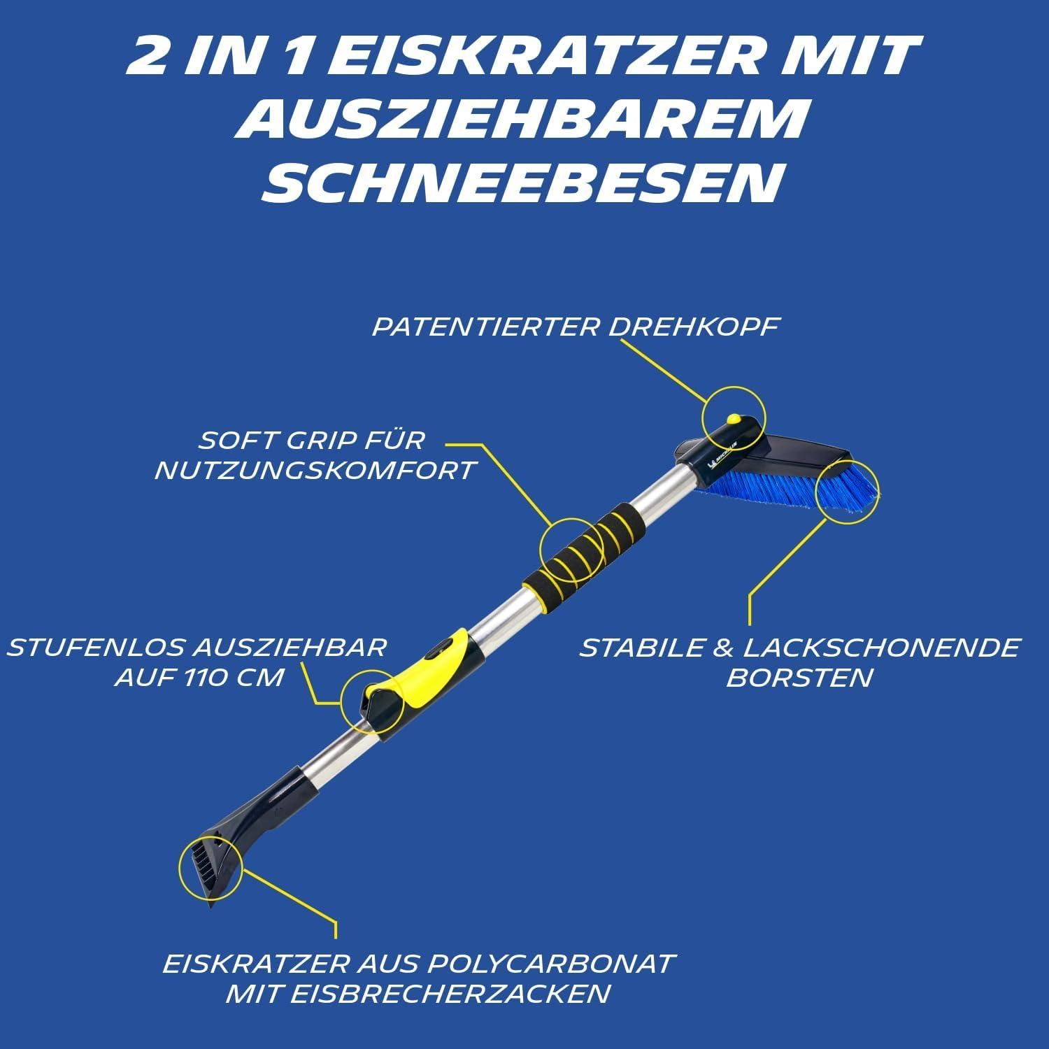 Raspador de Hielo Telescópico MICHELIN 2-en-1 con Cepillo