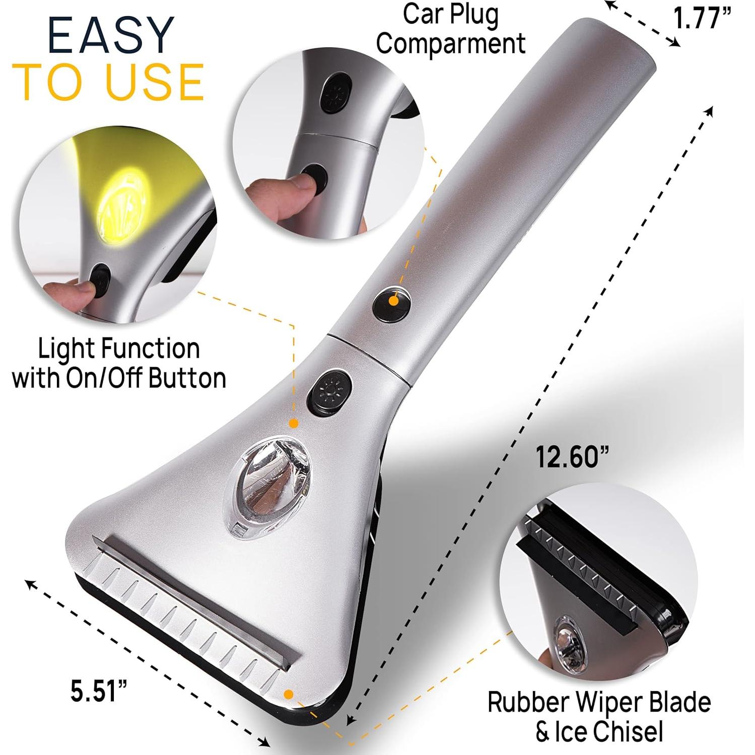 Raspador de Hielo Eléctrico VaygWay 12V con Luz LED y Cable 4.8m