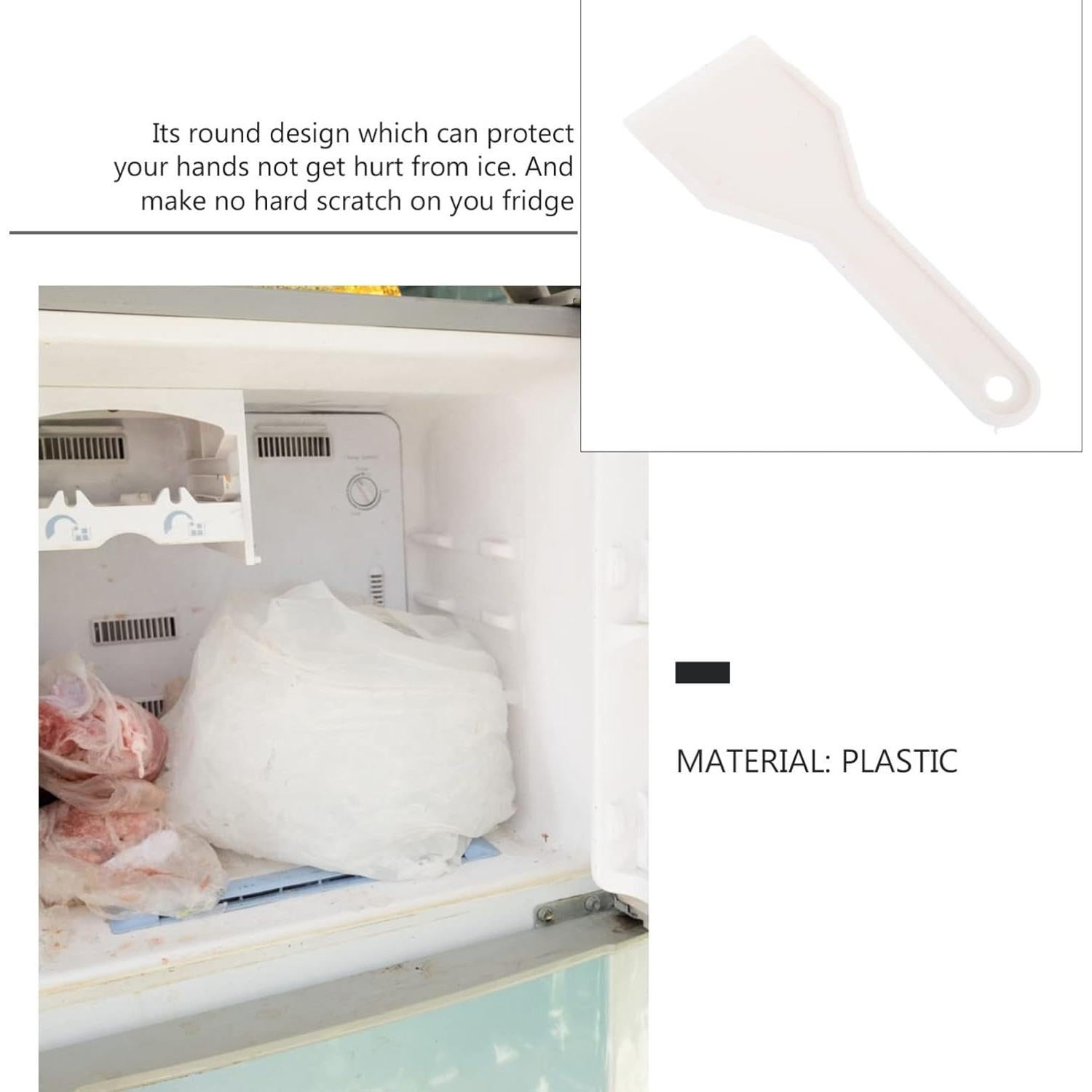Mobestech Deicing Shovel Refrigerator Ice Shovel Ice Scraper Snow Remover Plastic Ice Scraper for Freezer Ice Remover Scoop Cleaning Freezer Frost Shovel for Home (White) Refrigerator Ice Scraper