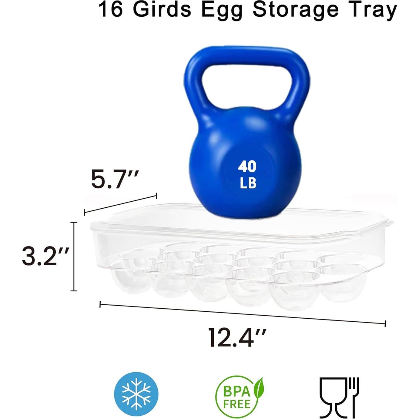 Soporte de Huevos Vacane 2 Paquetes Transparente Apilable 16 Huevos