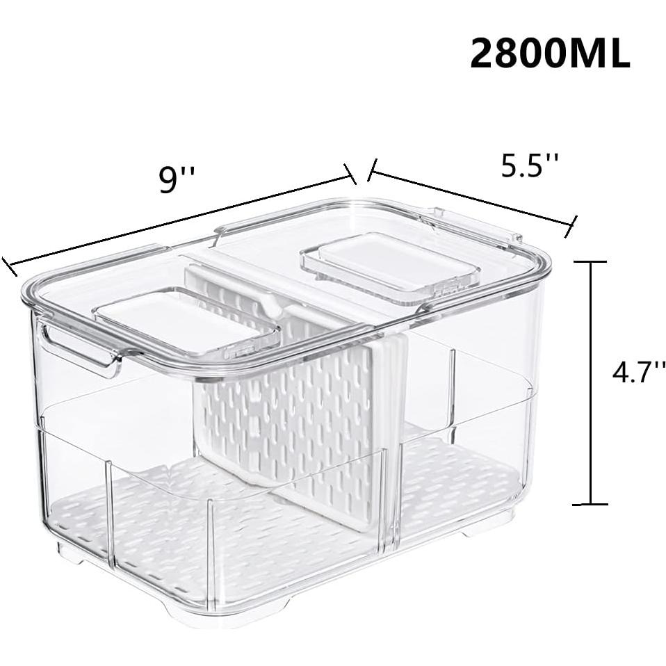 Contenedores de Almacenamiento Slideep 2800 ml - 2 Paquete Apilable