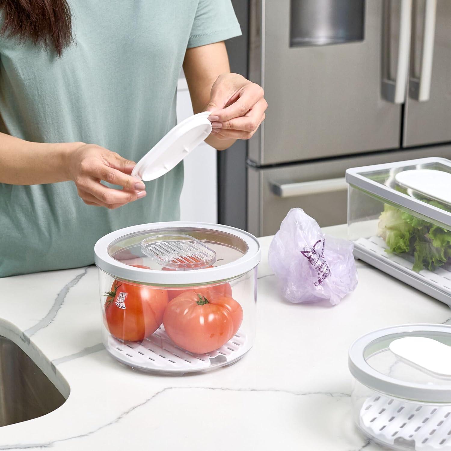 Contenedor de Frutas y Verduras Grande iDesign con Tapa y Drenaje