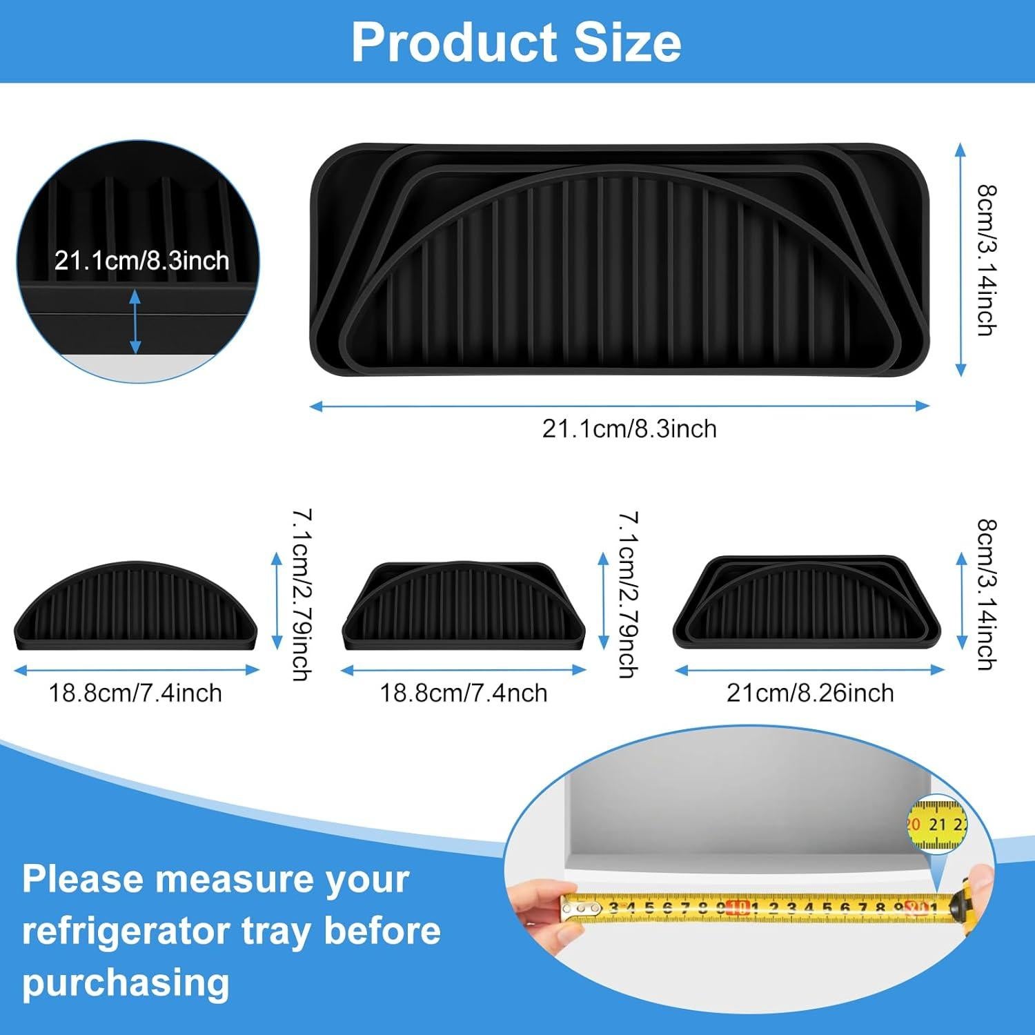Bandeja Captadora de Goteo Andibro 2 Pcs Silicona Negra 21x8cm