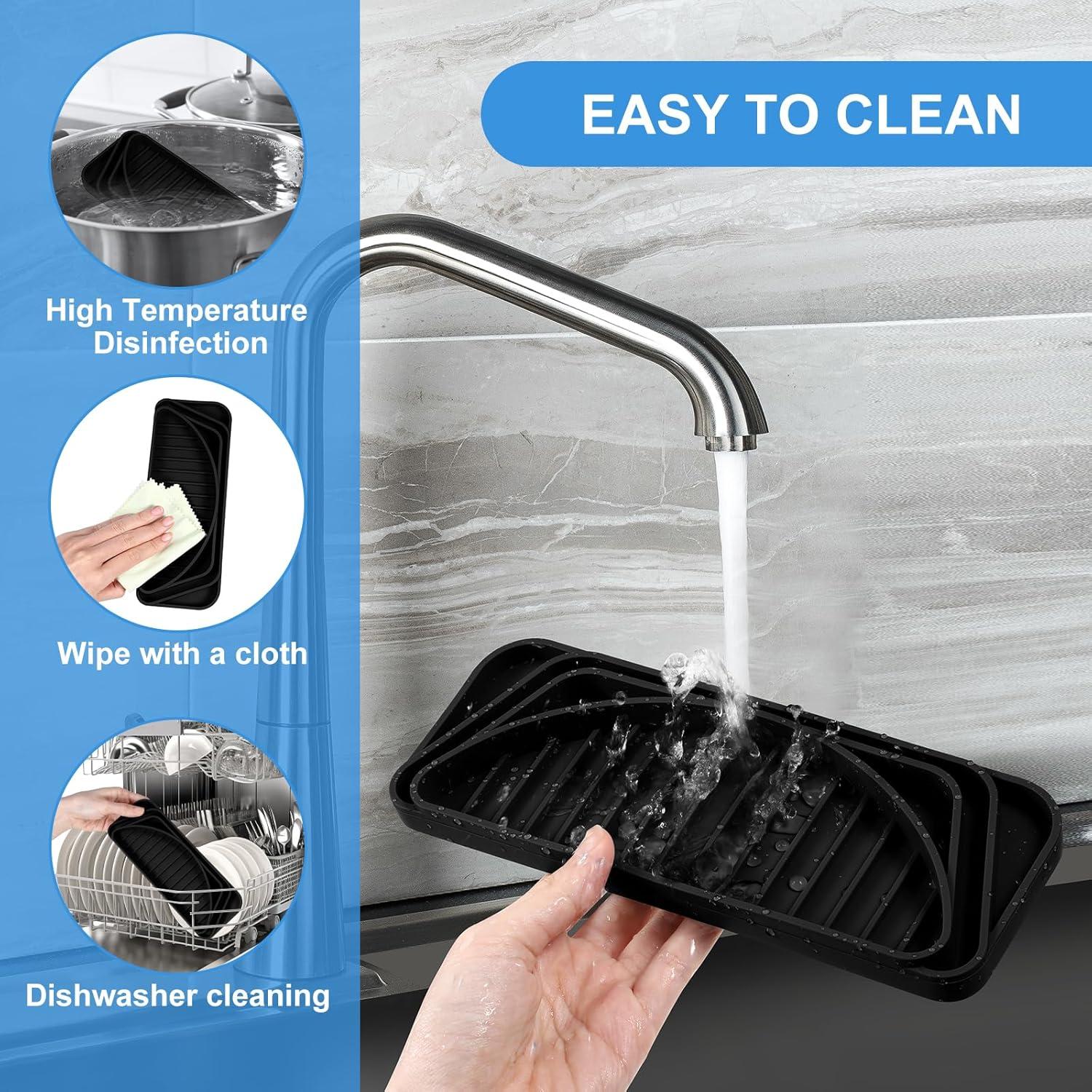 Bandeja Captadora de Goteo Andibro 2 Pcs Silicona Negra 21x8cm