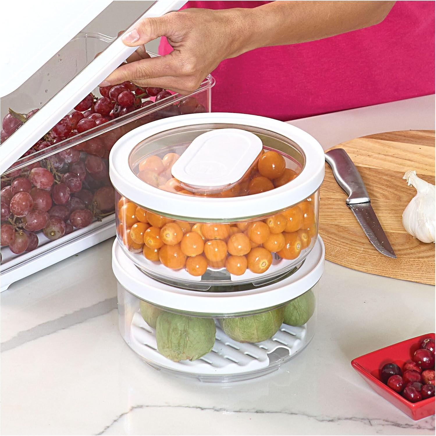 Contenedor Redondo iDesign con Tapa y Drenaje - Set de 2