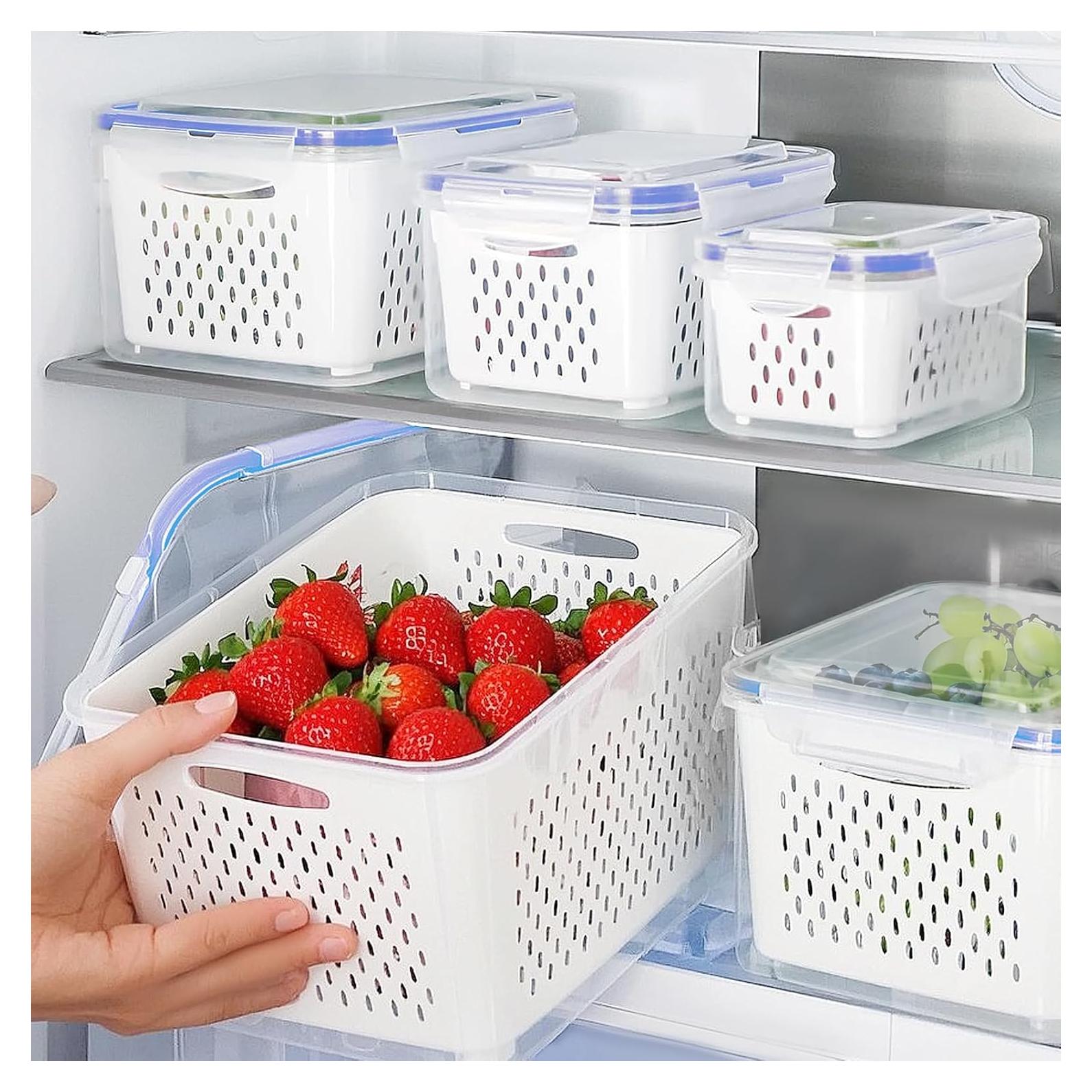 Contenedores de Frutas para Nevera DharBnt - 3 Piezas 850ml a 3300ml