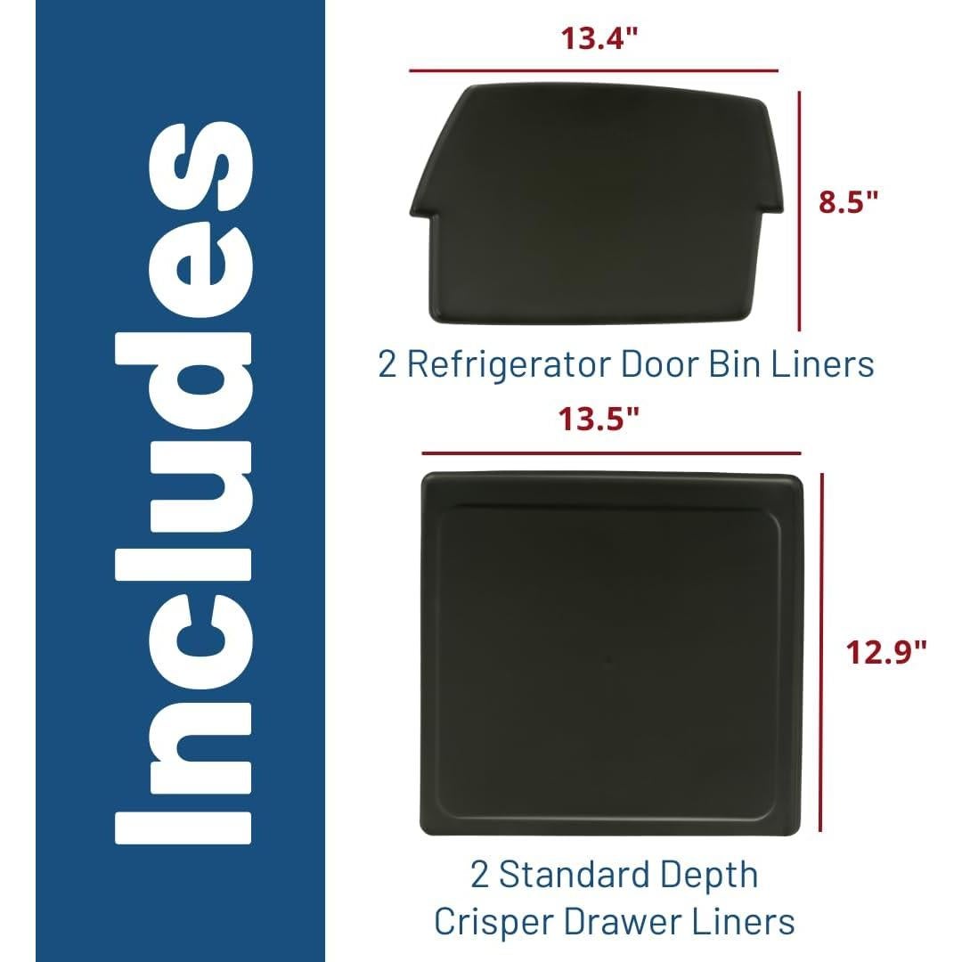Forros de Cajón y Bin para Refrigerador GE 4 Piezas Antimicrobiano