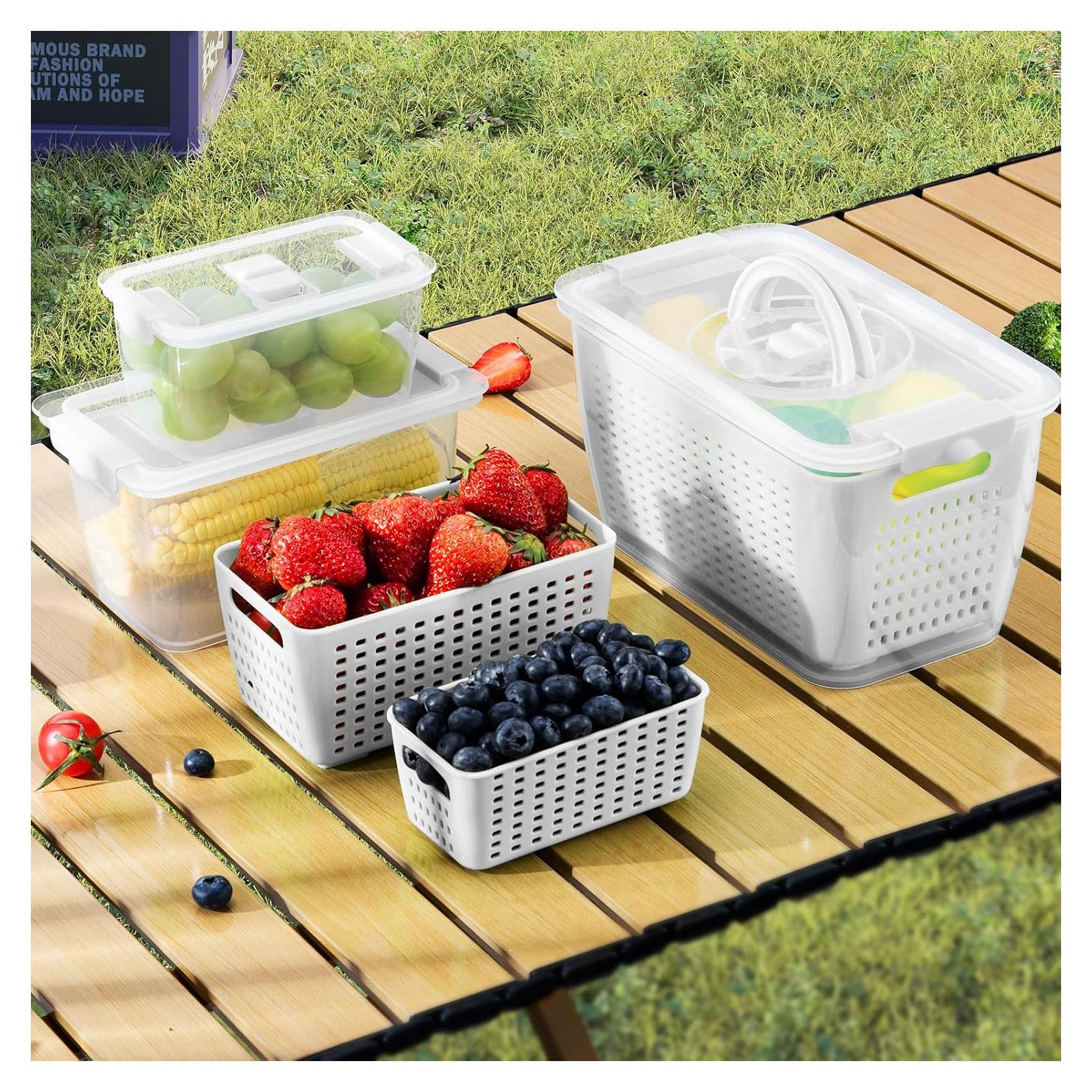LUXEAR Set de Contenedores para Frutas y Verduras 3P, Herméticos