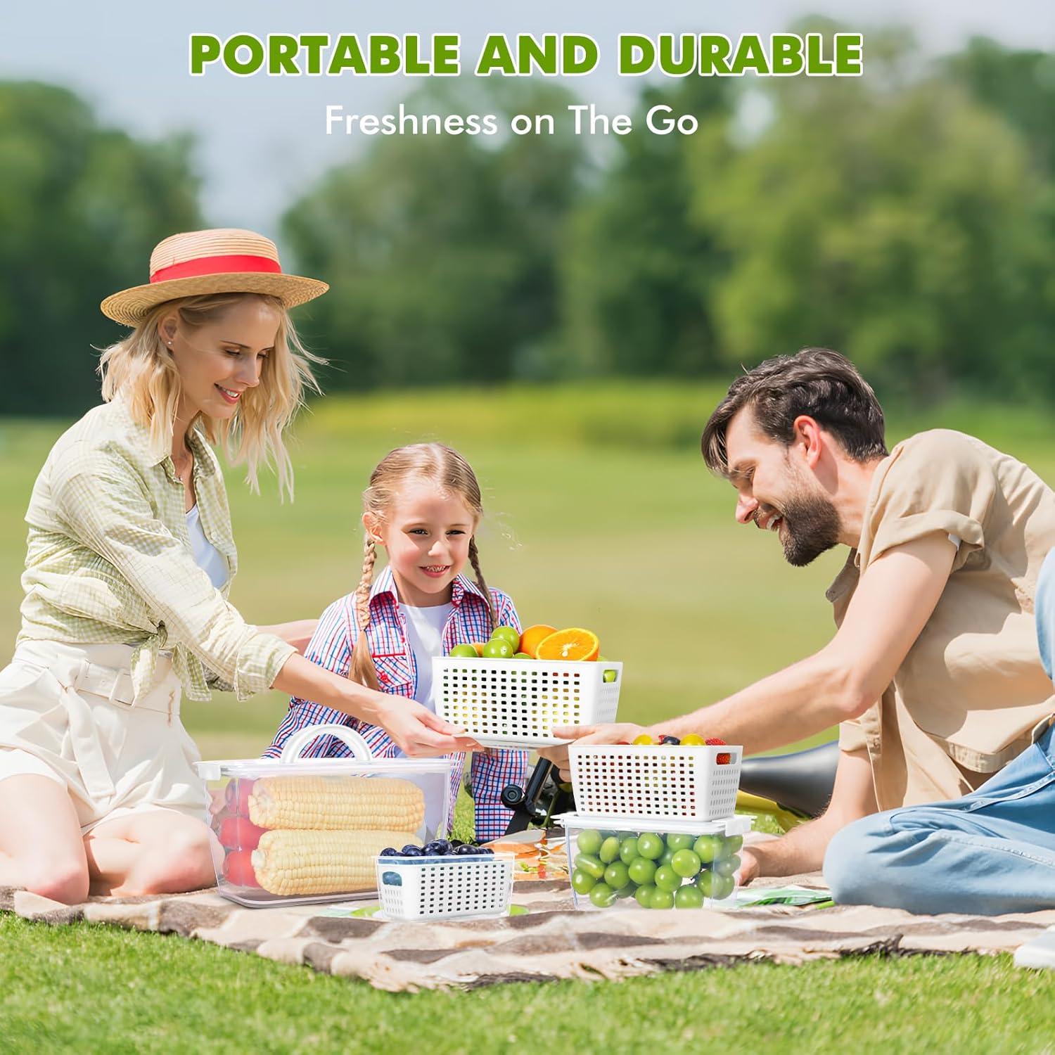 LUXEAR Set de Contenedores para Frutas y Verduras 3P, Herméticos