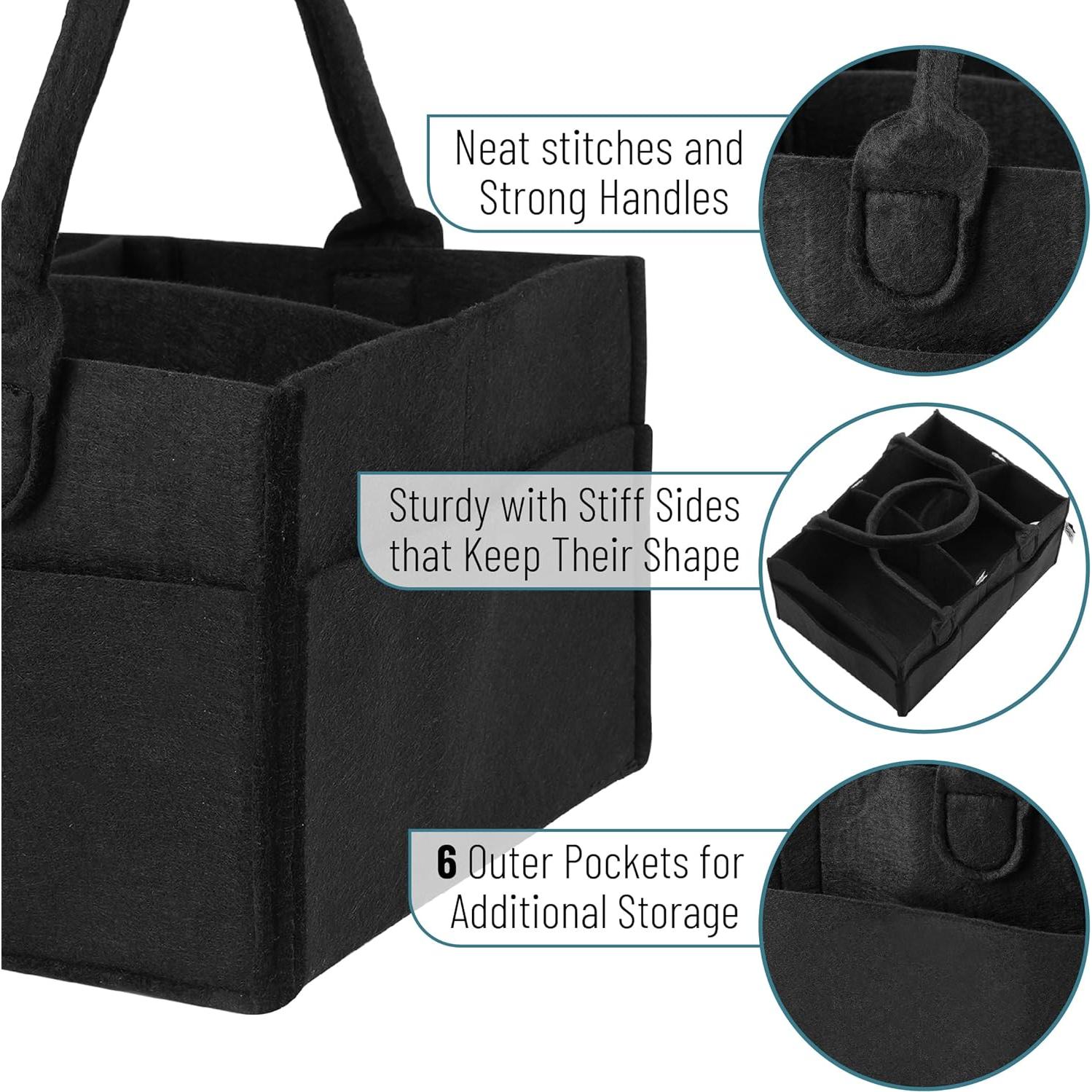 Cesta de Pañales Mr. Pen Negra - Organizador Portátil para Bebés