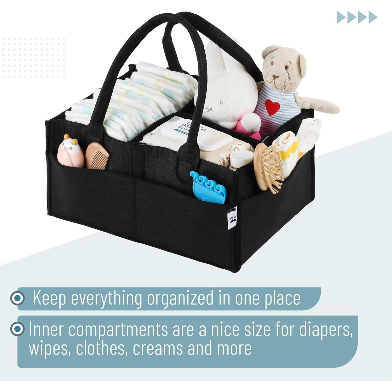 Cesta de Pañales Mr. Pen Negra - Organizador Portátil para Bebés