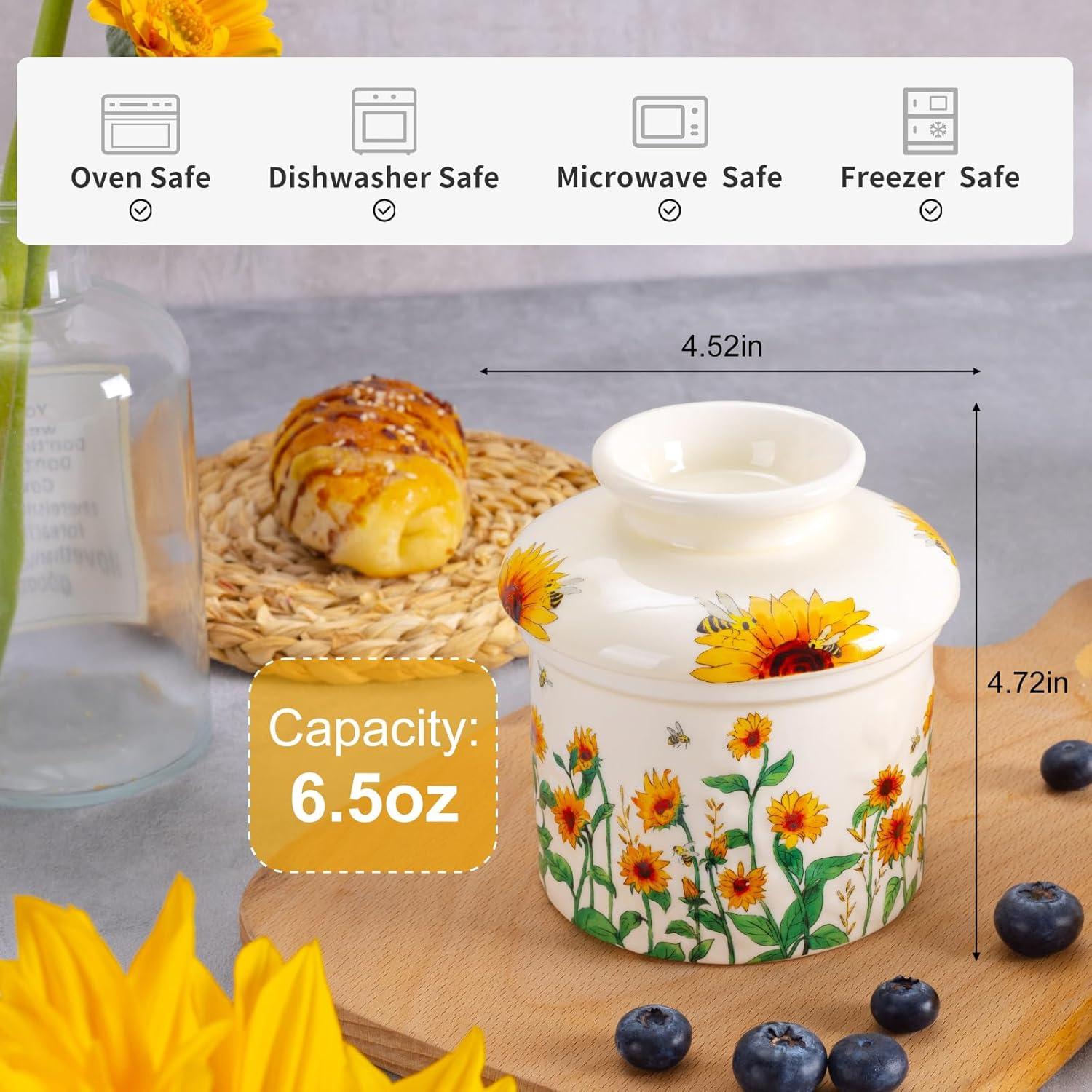 Crock de Mantequilla con Tapa Cerámica Girasol 184g