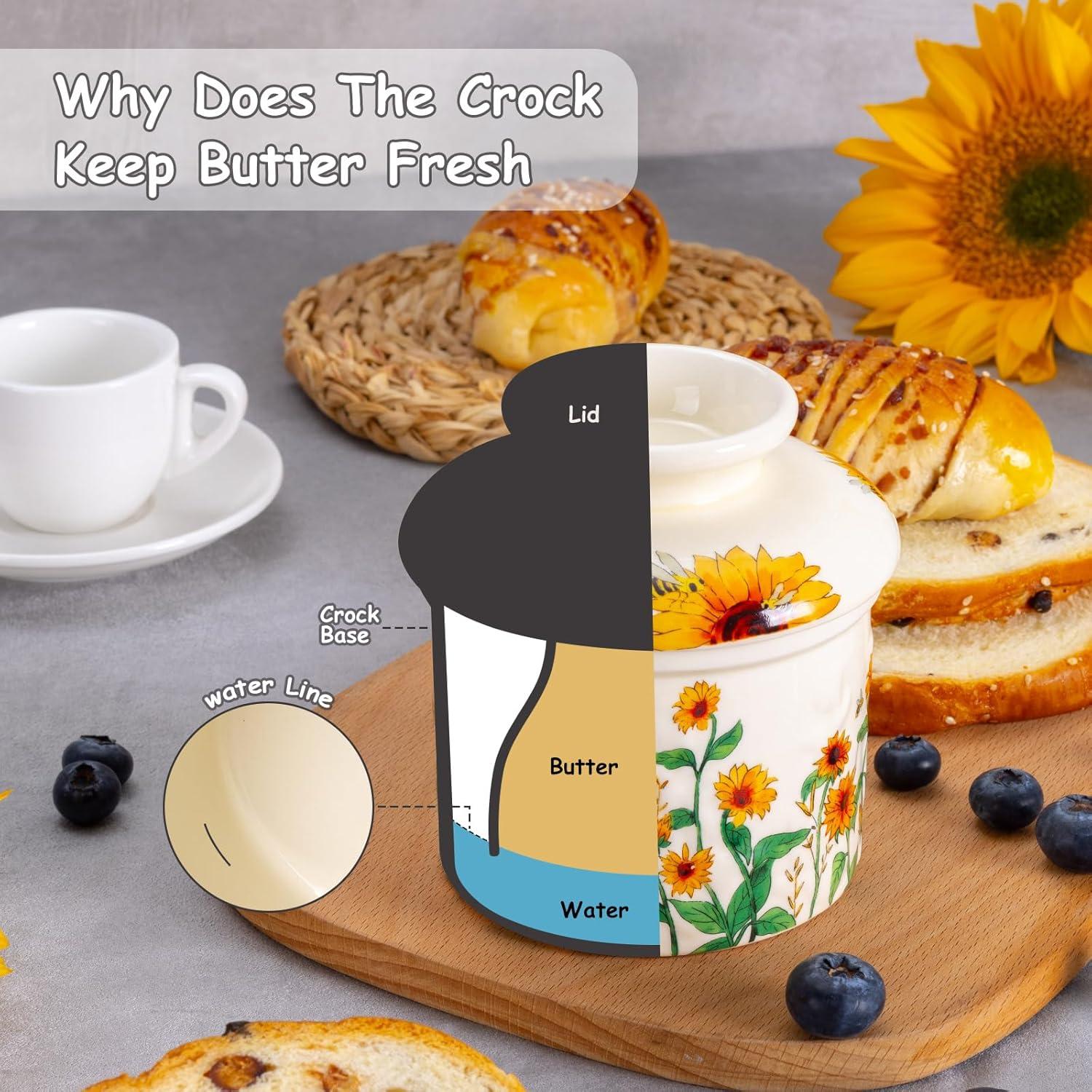 Crock de Mantequilla con Tapa Cerámica Girasol 184g