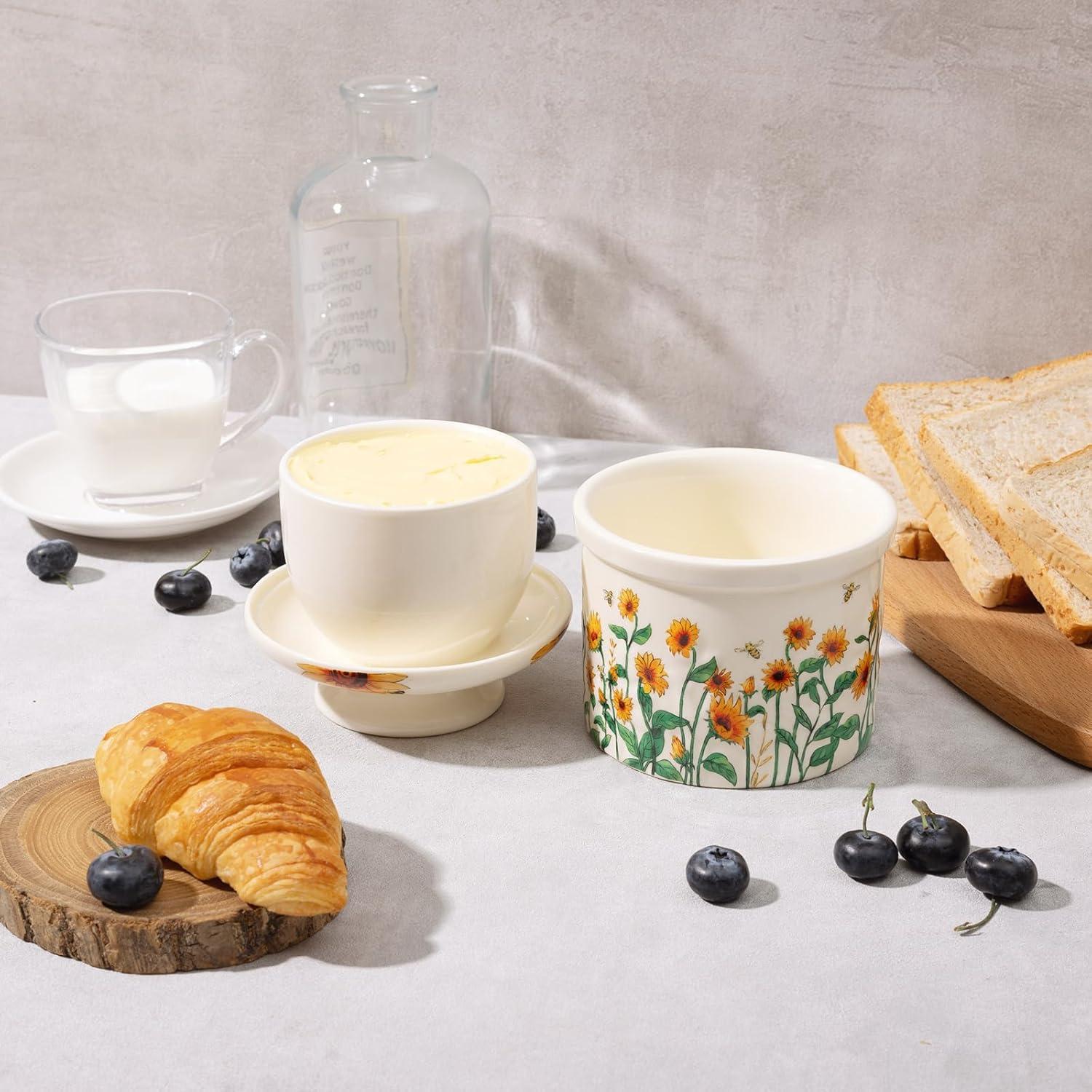 Crock de Mantequilla con Tapa Cerámica Girasol 184g