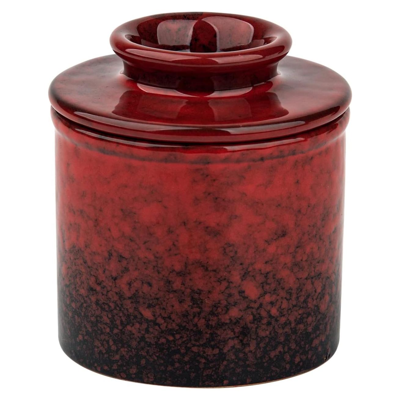 Crock para Mantequilla de Cerámica Roja Jinz 239g con Tapa