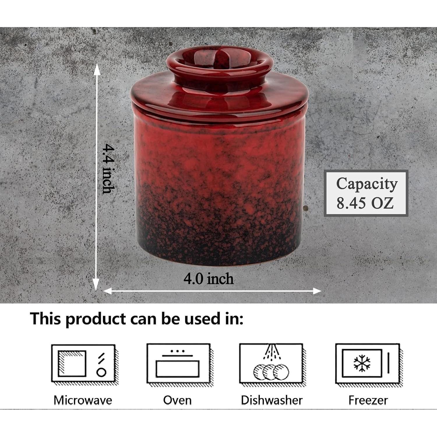 Crock para Mantequilla de Cerámica Roja Jinz 239g con Tapa