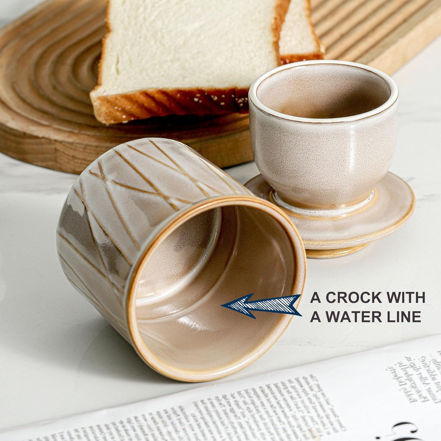 Crock de Mantequilla Cerámica HVH con Agua y Tapa 10.16 cm