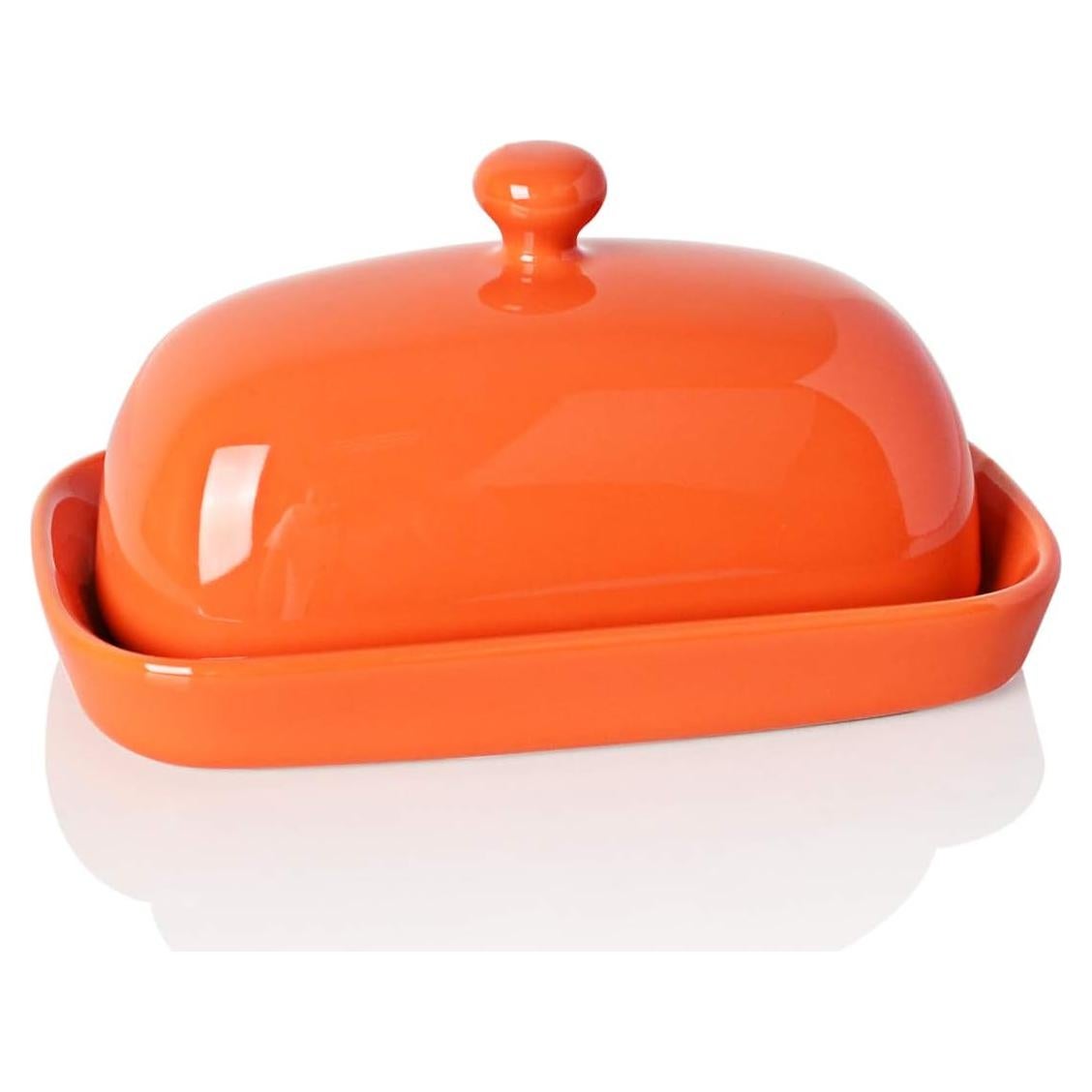Plato de Mantequilla Sweejar Cerámica con Tapa 17.78 cm Naranja