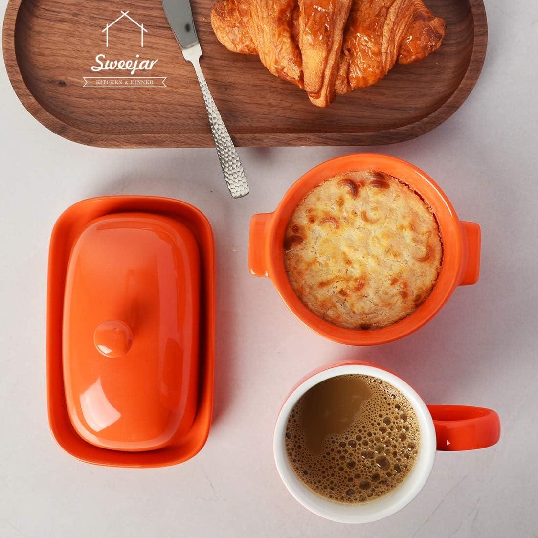 Plato de Mantequilla Sweejar Cerámica con Tapa 17.78 cm Naranja