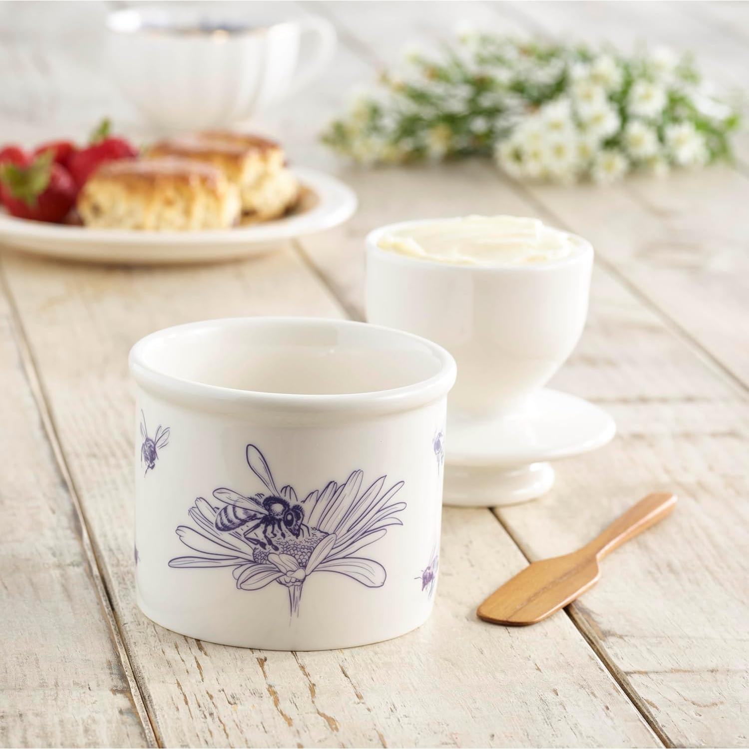 Butter Bell Crock Cerámica L. Tremain 125g Abejas Miel Azul