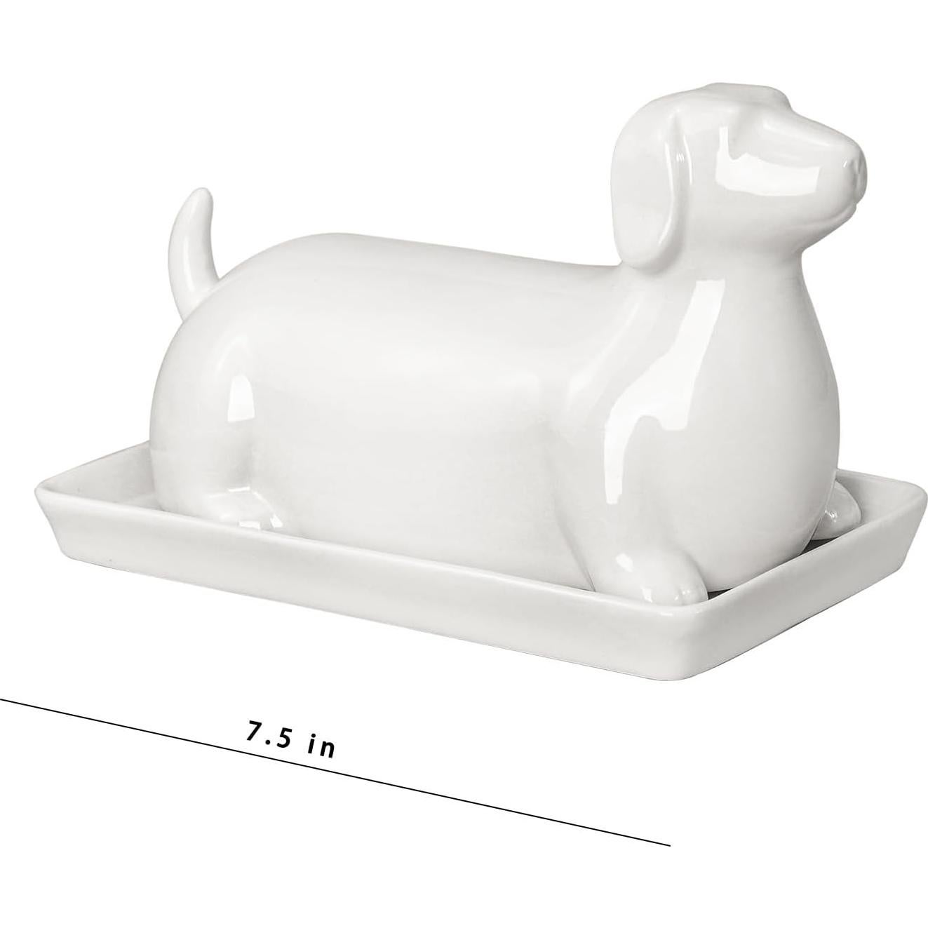 Plato de Mantequilla Cerámica Dachshund con Tapa 0.84kg