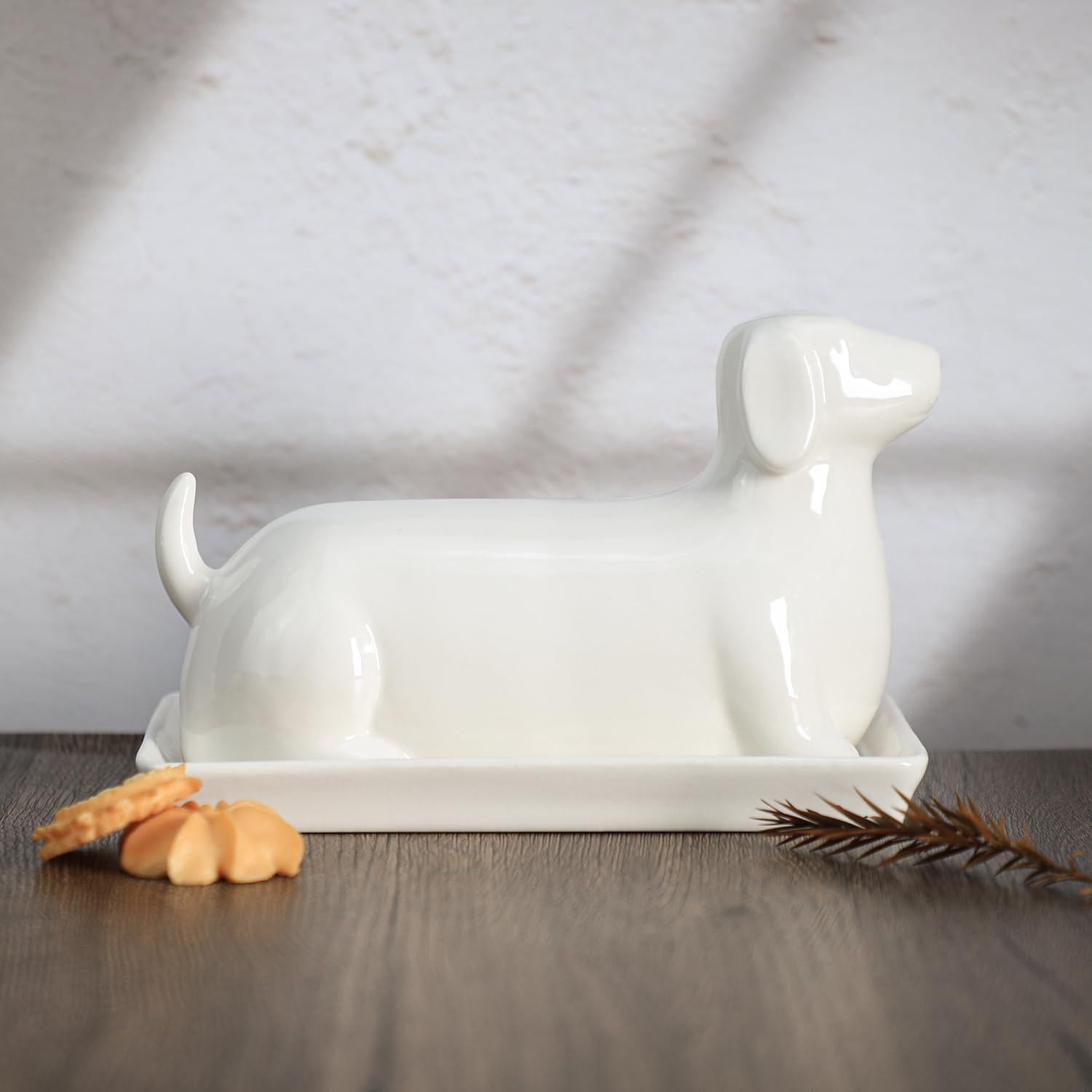 Plato de Mantequilla Cerámica Dachshund con Tapa 0.84kg
