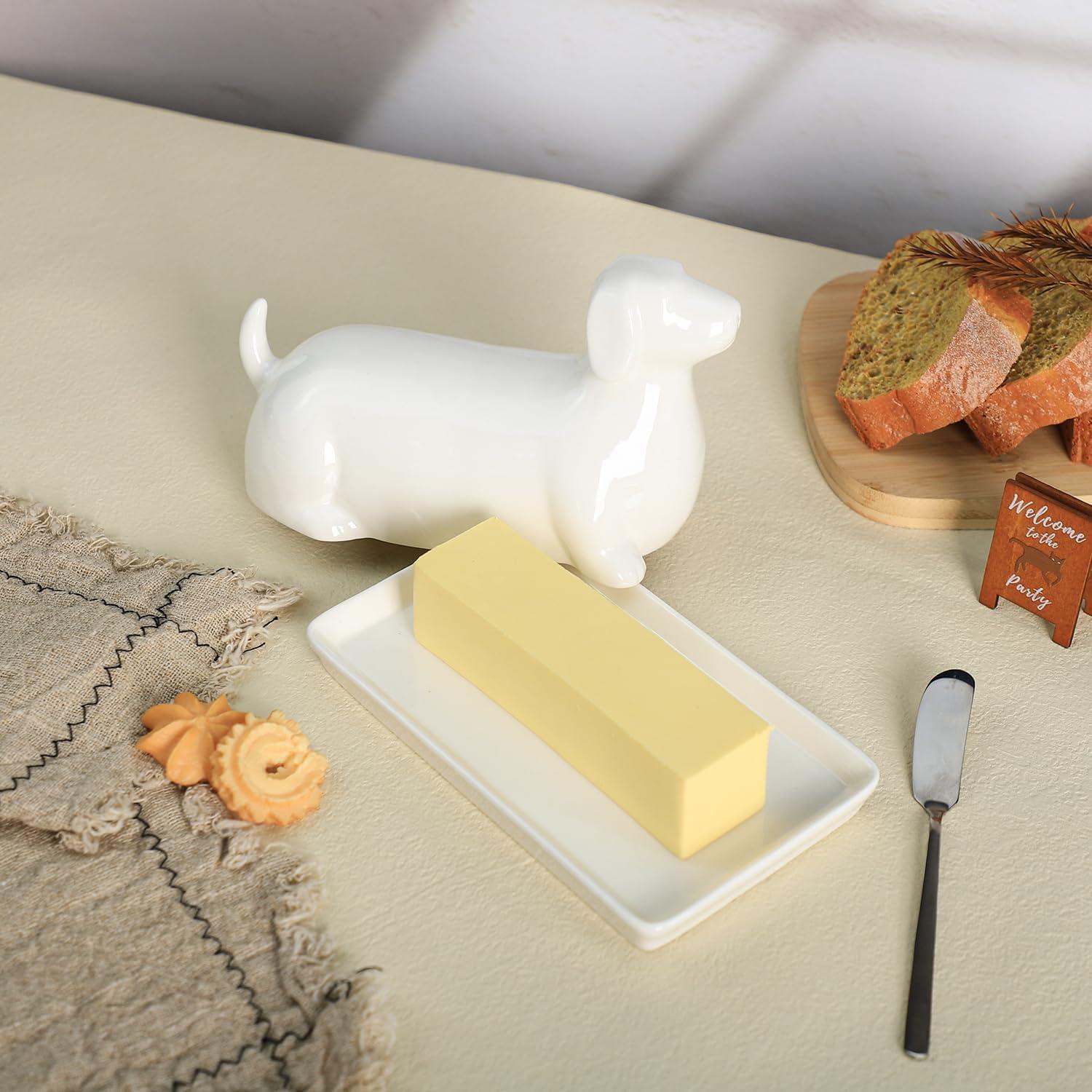 Plato de Mantequilla Cerámica Dachshund con Tapa 0.84kg