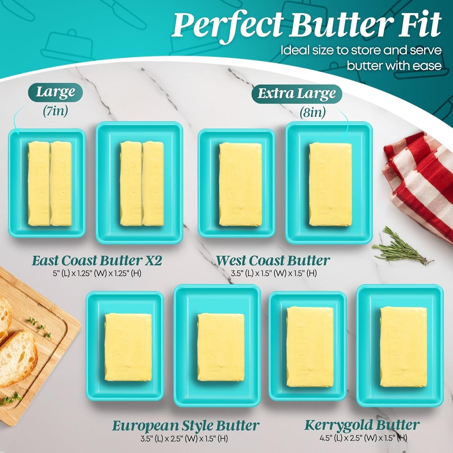 Plato de Mantequilla Cerámico Flexzion Azul con Tapa 17.8 cm