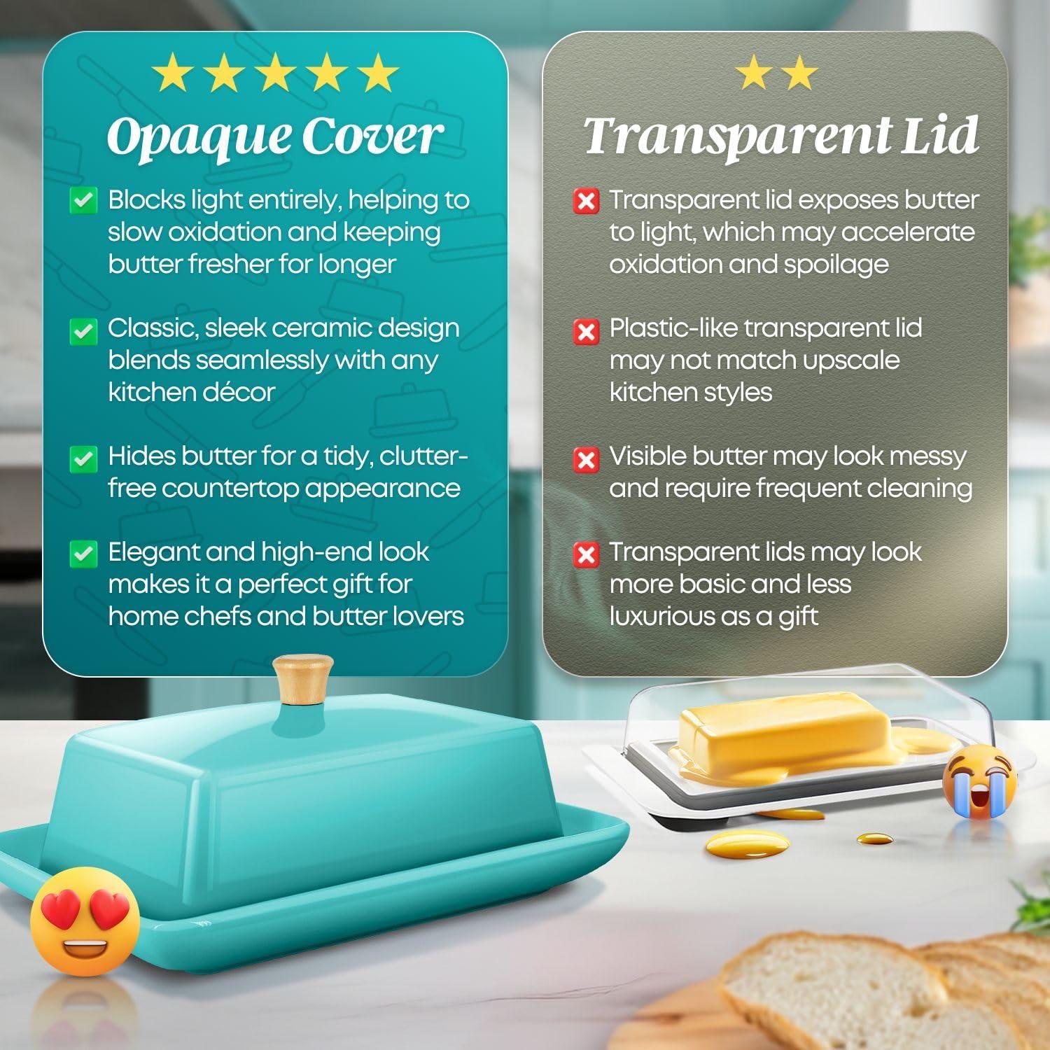 Plato de Mantequilla Cerámico Flexzion Azul con Tapa 17.8 cm