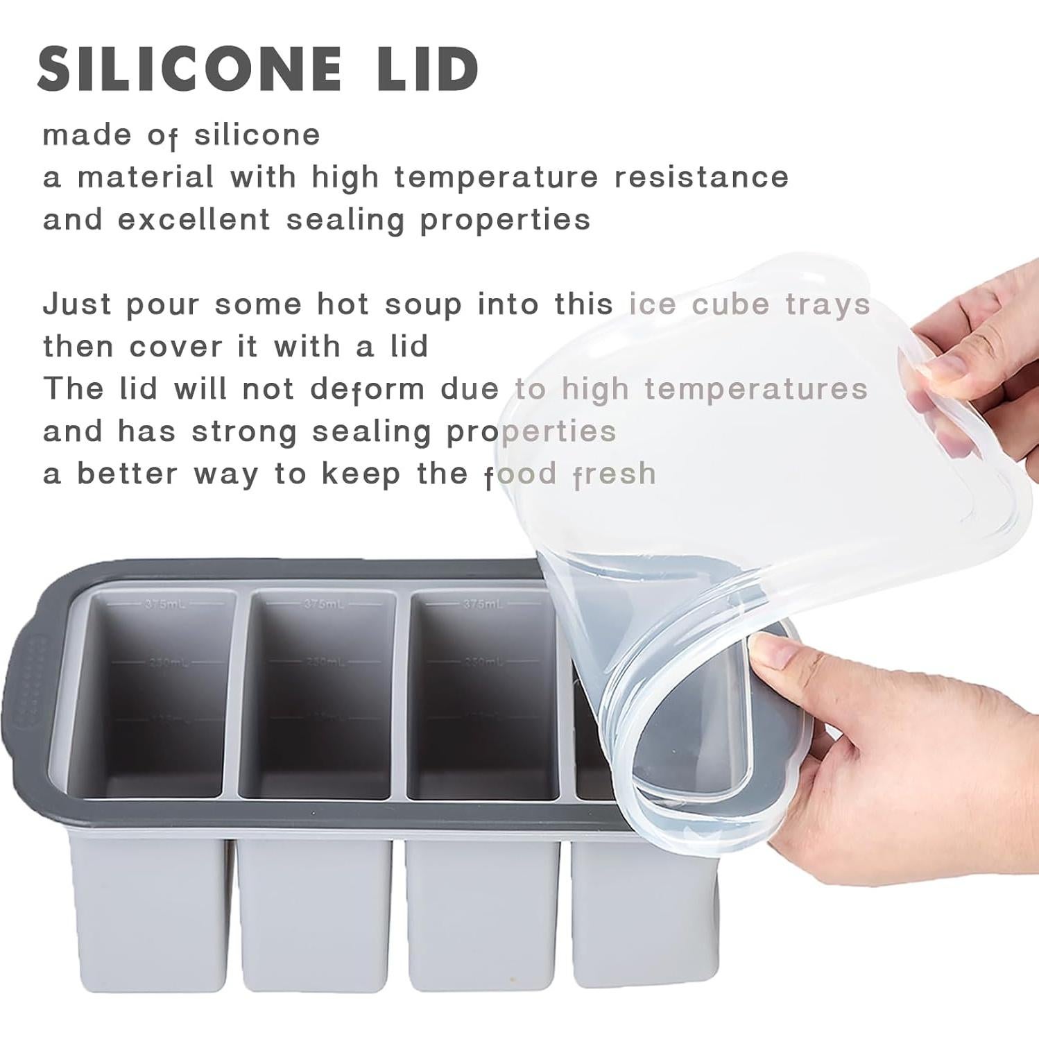 Bandeja de congelación Aichoof 1.5 Taza con tapa - 2 Pack Gris