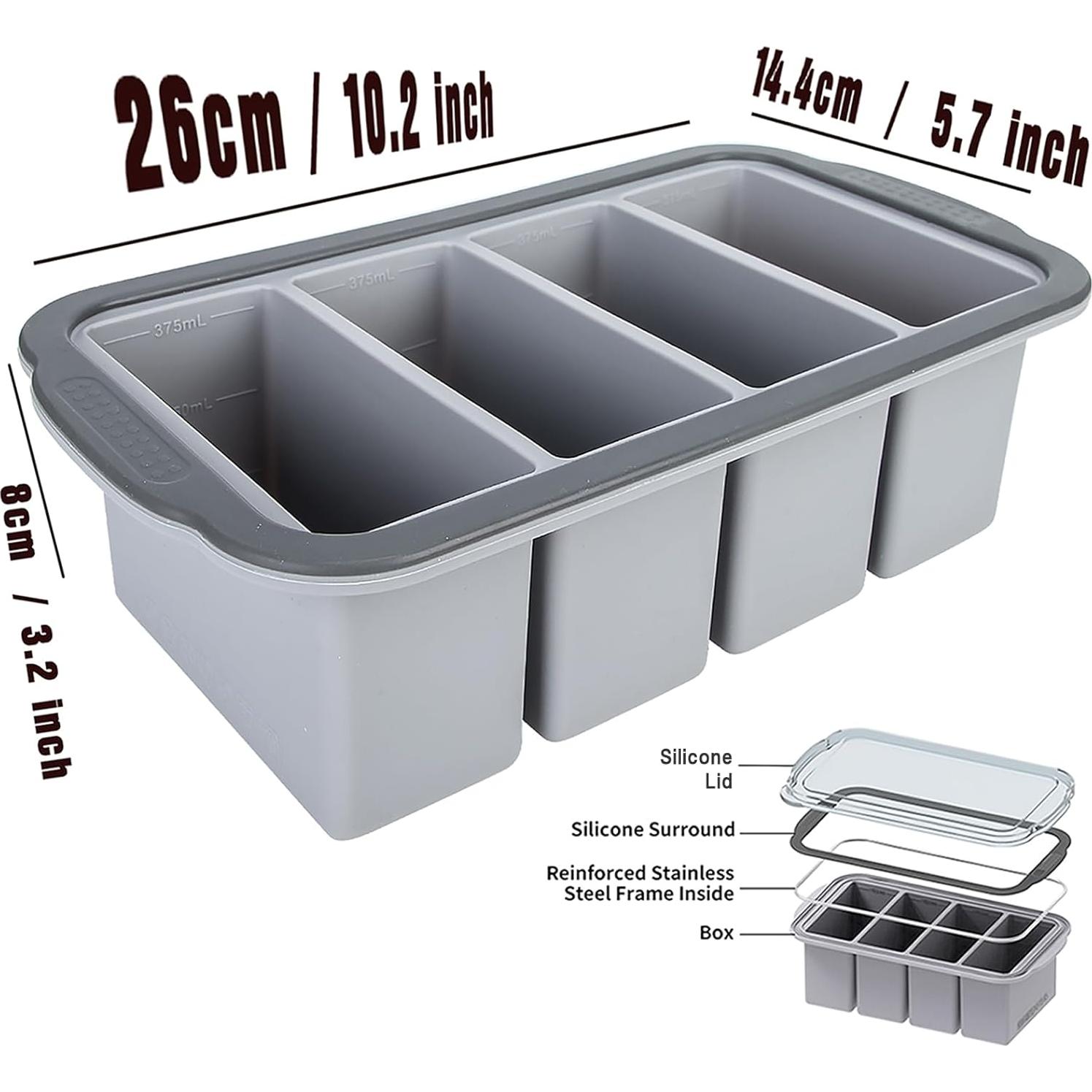 Bandeja de congelación Aichoof 1.5 Taza con tapa - 2 Pack Gris