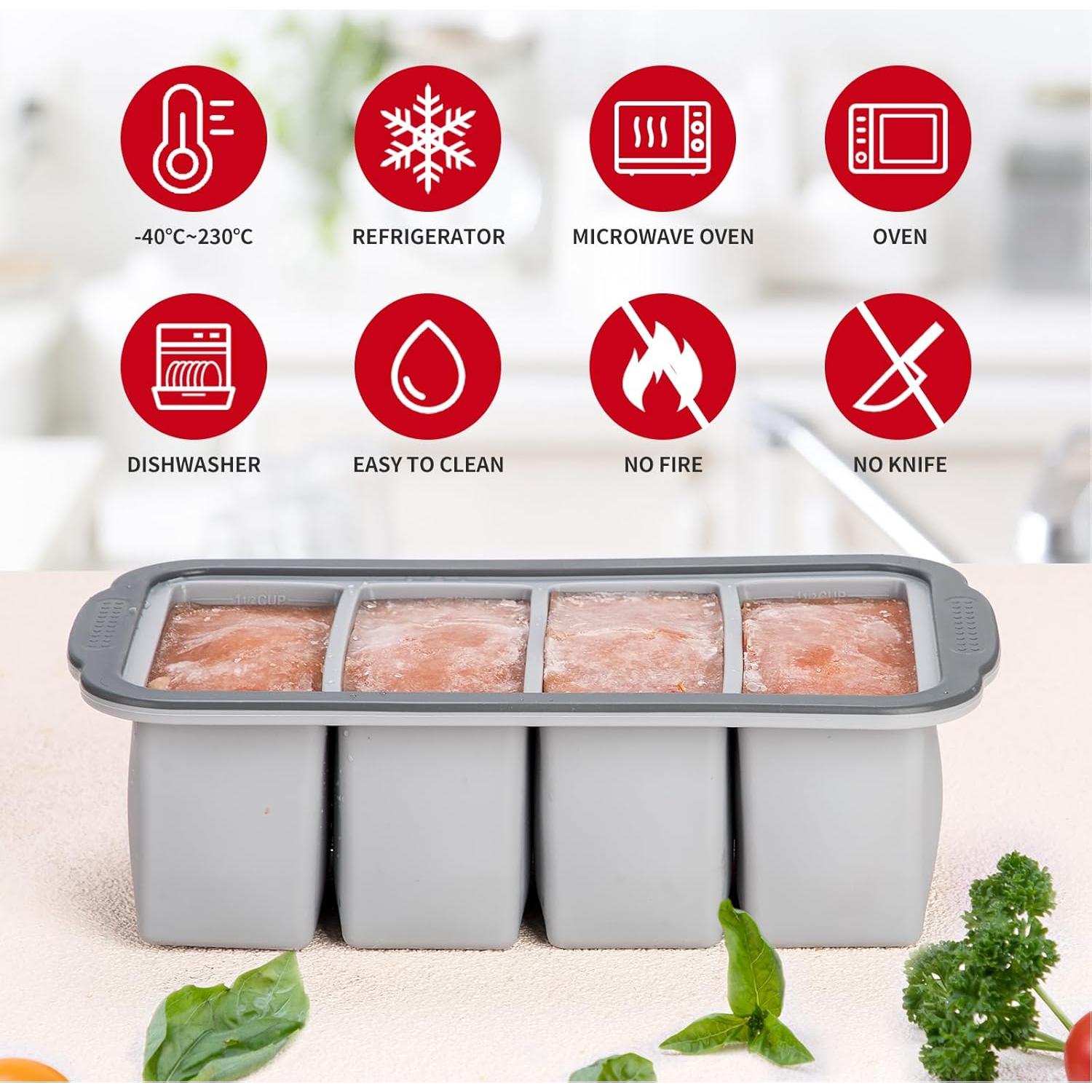 Bandeja de congelación Aichoof 1.5 Taza con tapa - 2 Pack Gris