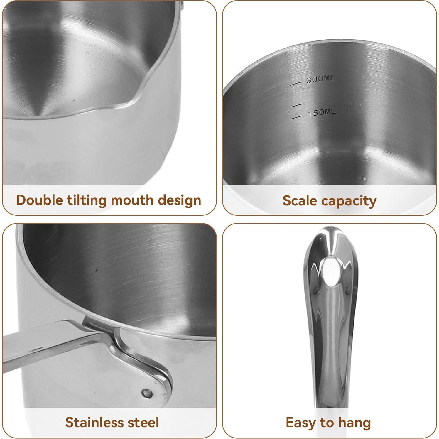 Cacerola de Acero Inoxidable Cyrank 295ml con Doble Vertedor