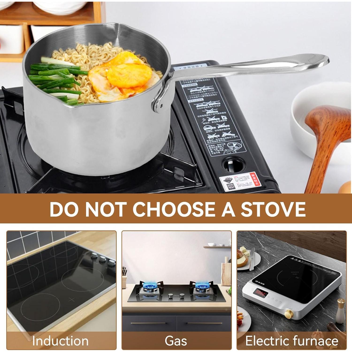 Cacerola de Acero Inoxidable Cyrank 295ml con Doble Vertedor