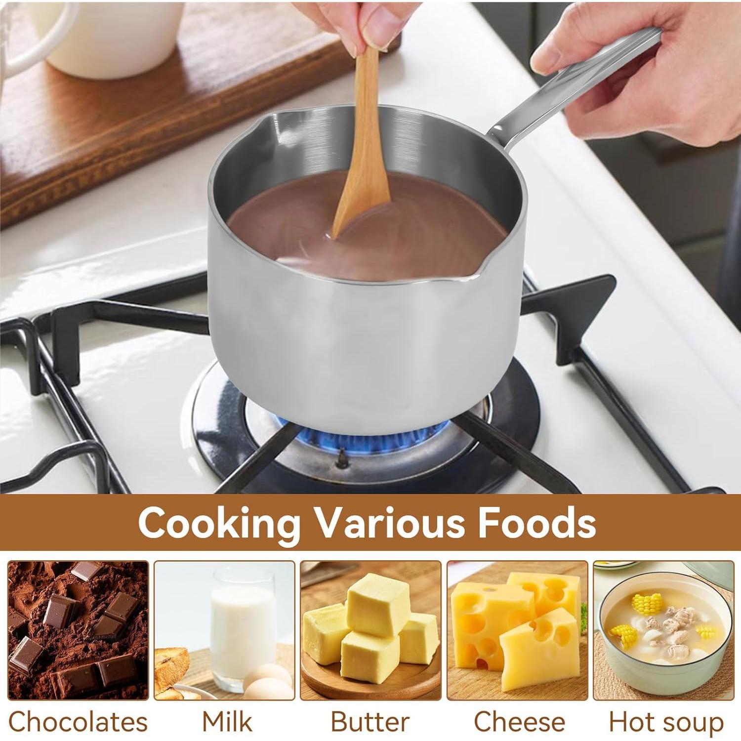 Cacerola de Acero Inoxidable Cyrank 295ml con Doble Vertedor