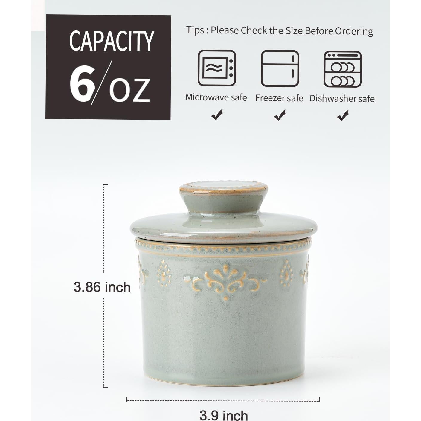 Crock de Mantequilla XELA Cerámica Turquesa Vintage 170g