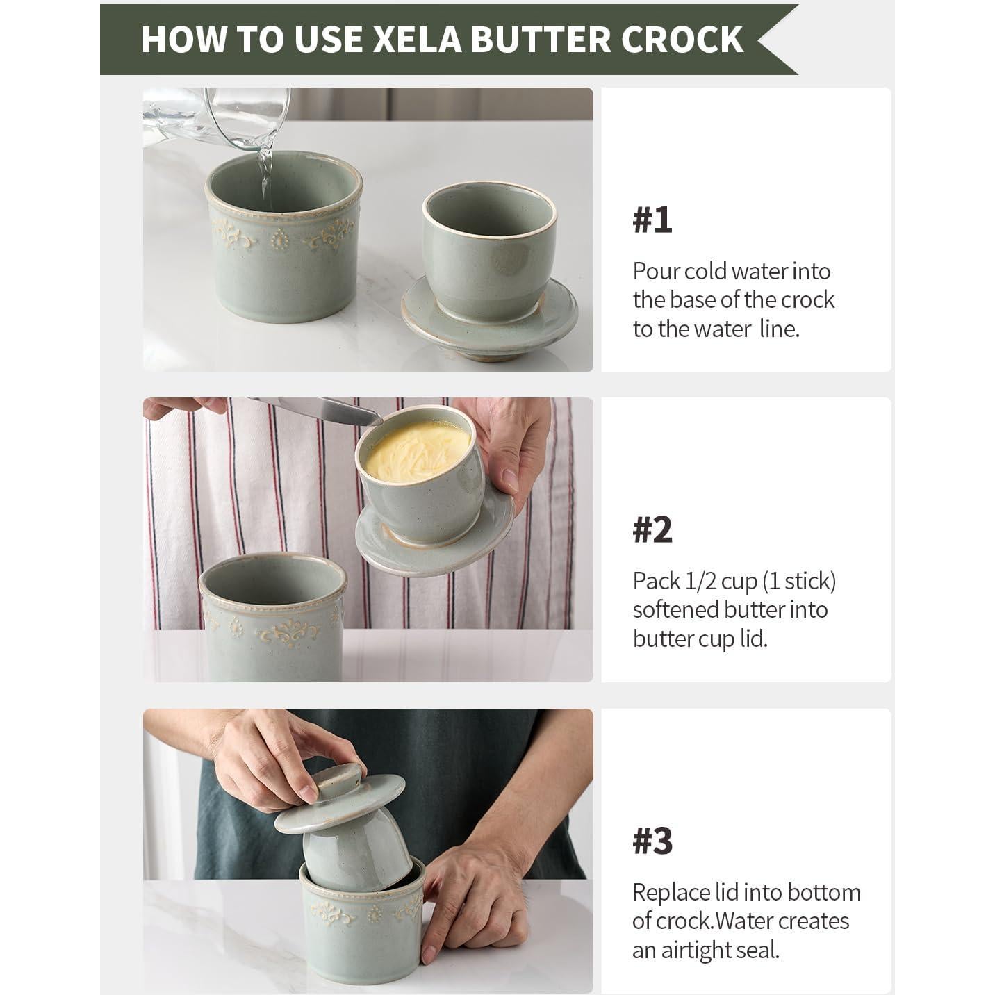 Crock de Mantequilla XELA Cerámica Turquesa Vintage 170g