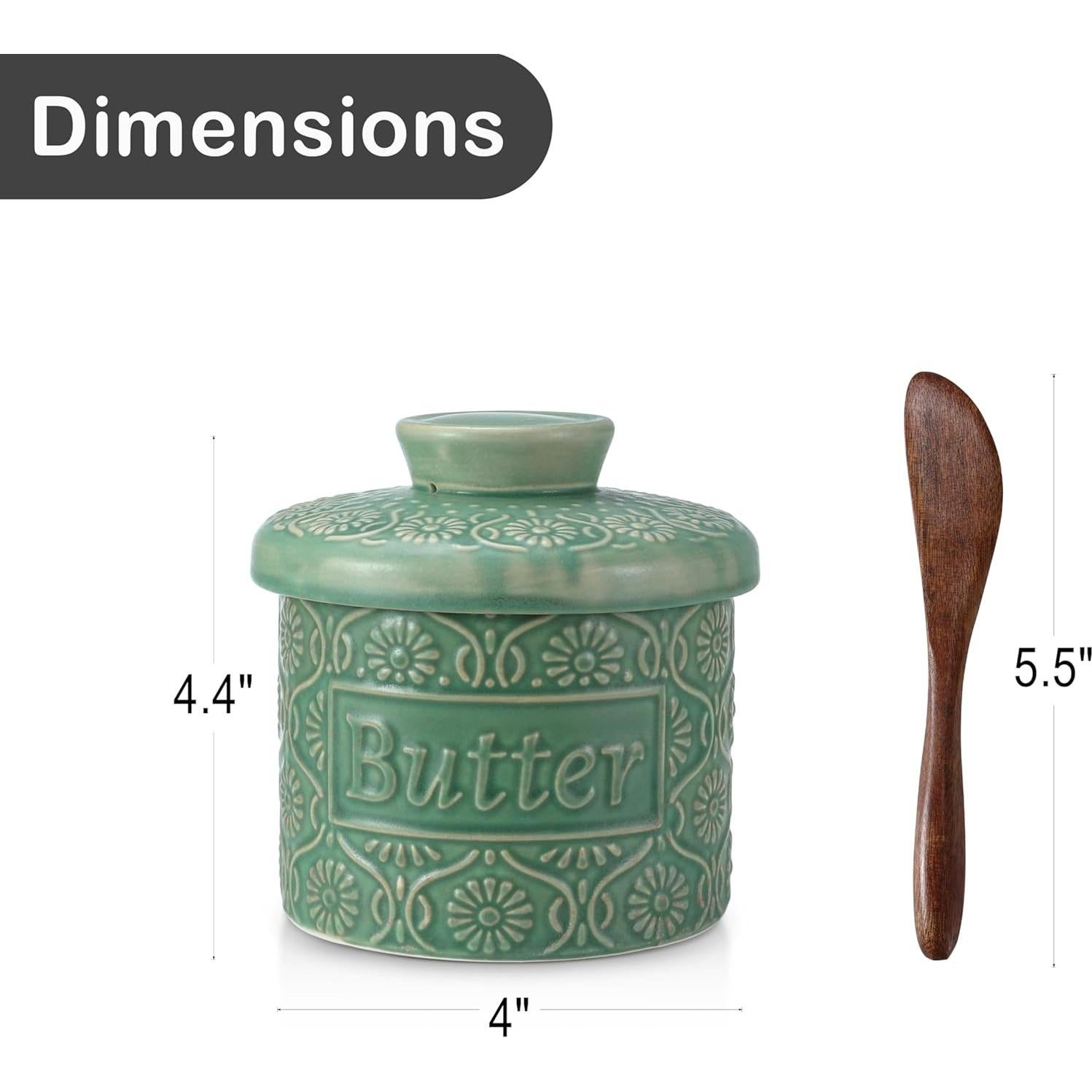 Crock de Mantequilla Cerámica iobiotio Verde 14x12.7cm