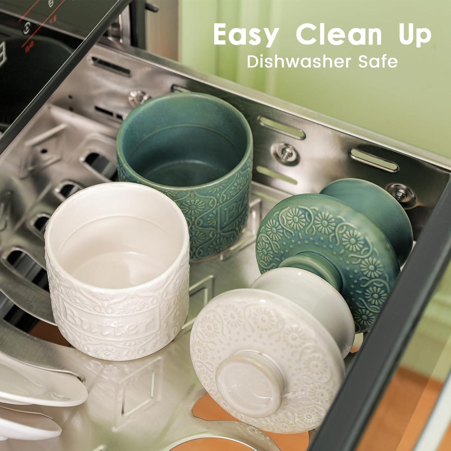 Crock de Mantequilla Cerámica iobiotio Verde 14x12.7cm